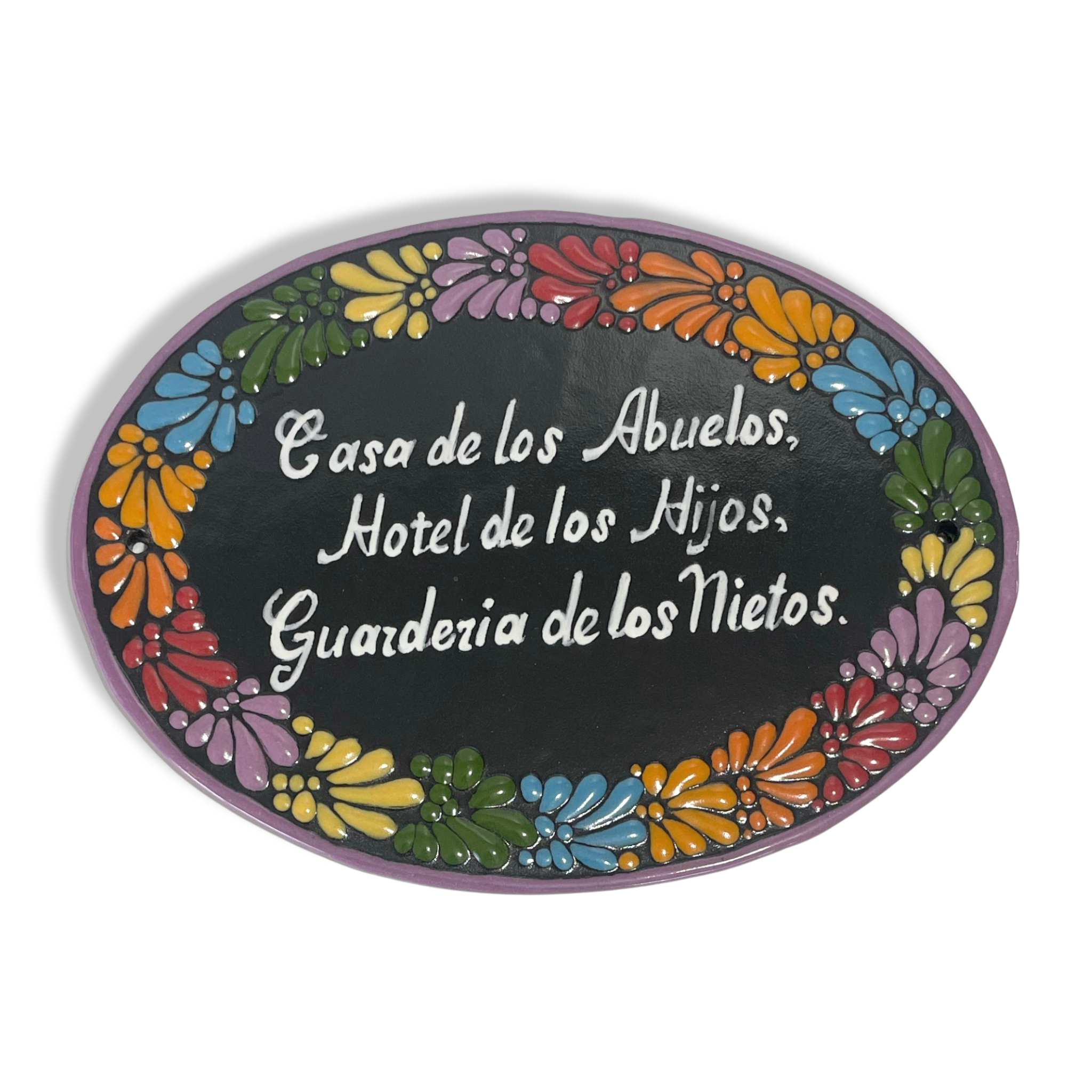 PLACA OVALADA FONDO NEGRO MIK CENEFA MULTICOLOR