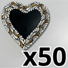 PLATO DE CORAZON 16 CM FONDO NEGRO, DECORADO BLANCO MIK DESTELLO ORO