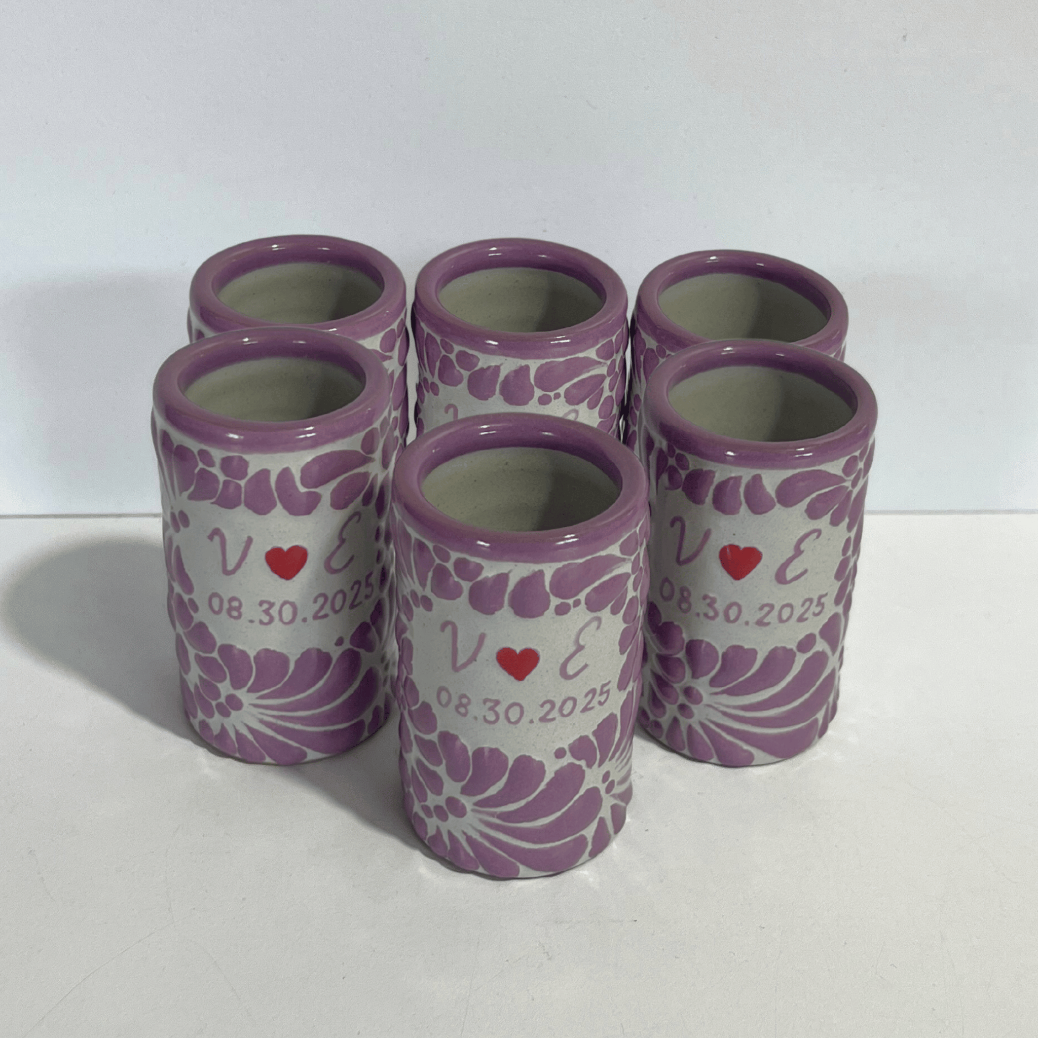 TEQUILERO PERSONALIZADO FONDO TRADICIONAL MIK MORADO INICIALES Y FECHA CON CORAZON