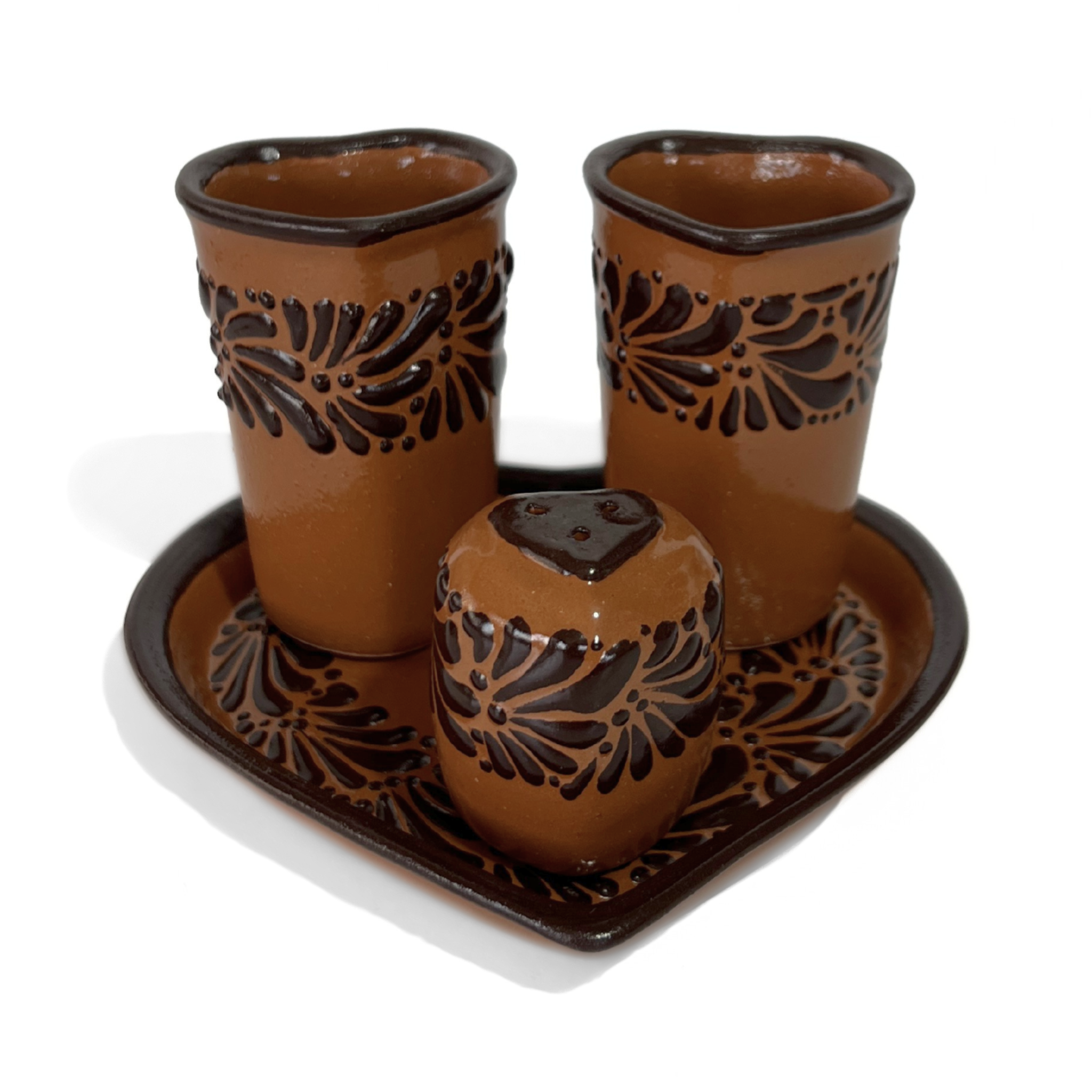 SET TEQUILERO CORAZON 4 PIEZAS FONDO CAFE MIK CENEFA CAFE CHOCOLATE