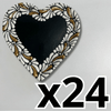 PLATO DE CORAZON 16 CM FONDO NEGRO, DECORADO BLANCO MIK DESTELLO ORO