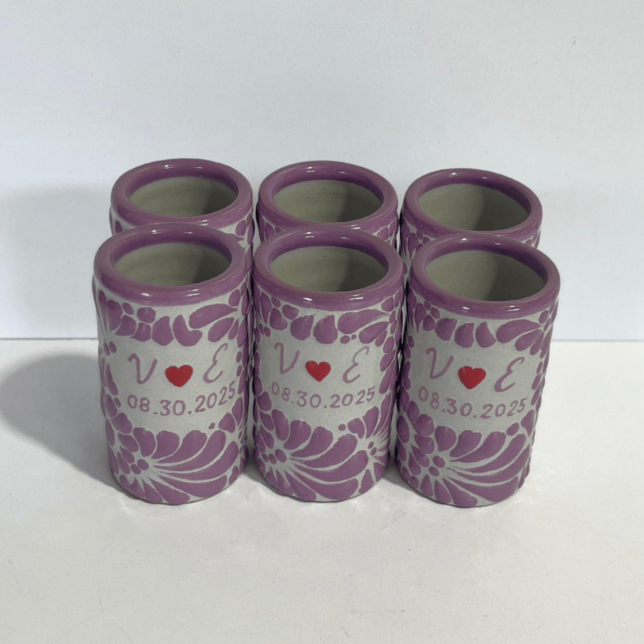TEQUILERO PERSONALIZADO FONDO TRADICIONAL MIK MORADO INICIALES Y FECHA CON CORAZON