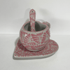 SET 3 PIEZAS TAZA FORMA CORAZON CHOCO GRANDE FONDO TRADICIONAL MIK ROSA