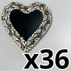 PLATO DE CORAZON 16 CM FONDO NEGRO, DECORADO BLANCO MIK DESTELLO ORO