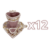 SET 3 PIEZAS FORMA CORAZON CON CUCHARA CORAZON DESTELLOS DE ORO FONDO ROSA MIK CENEFA BLANCO