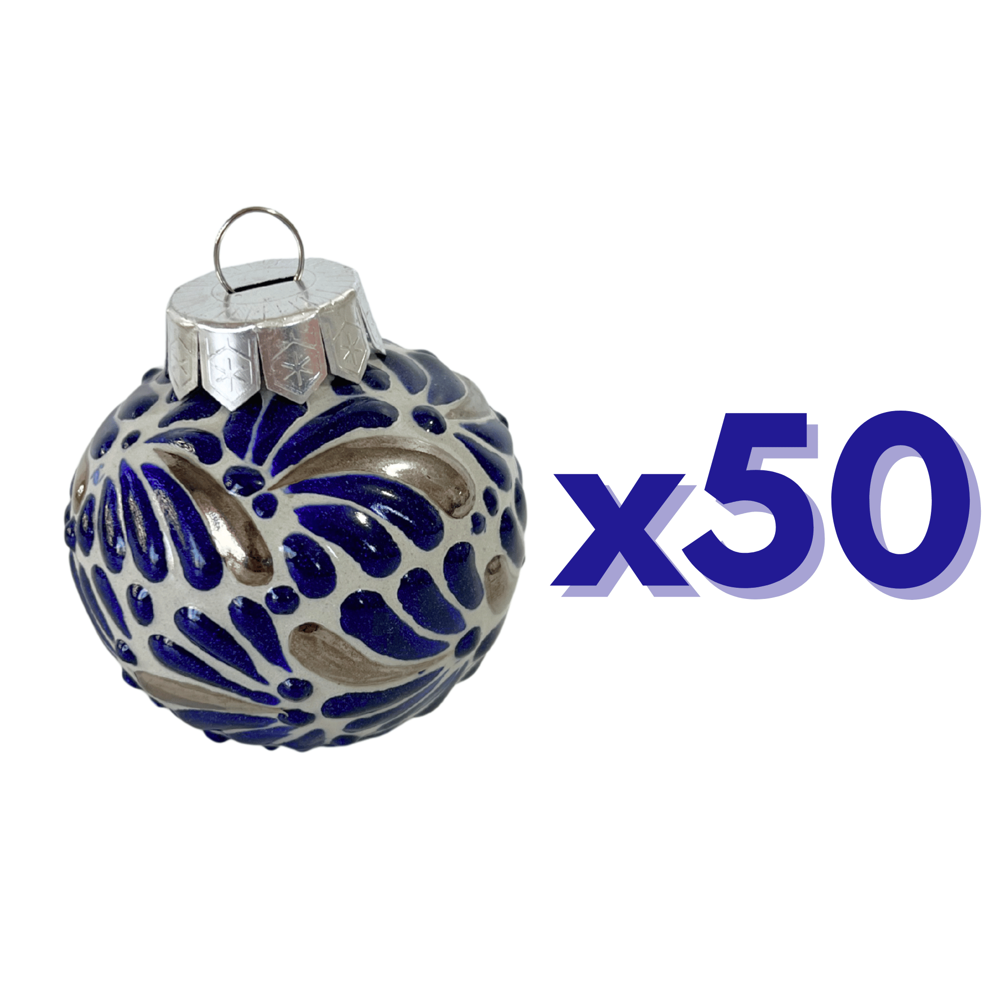 ESFERA NAVIDEÑA MIK AZUL COBALTO DESTELLOS DE PLATA