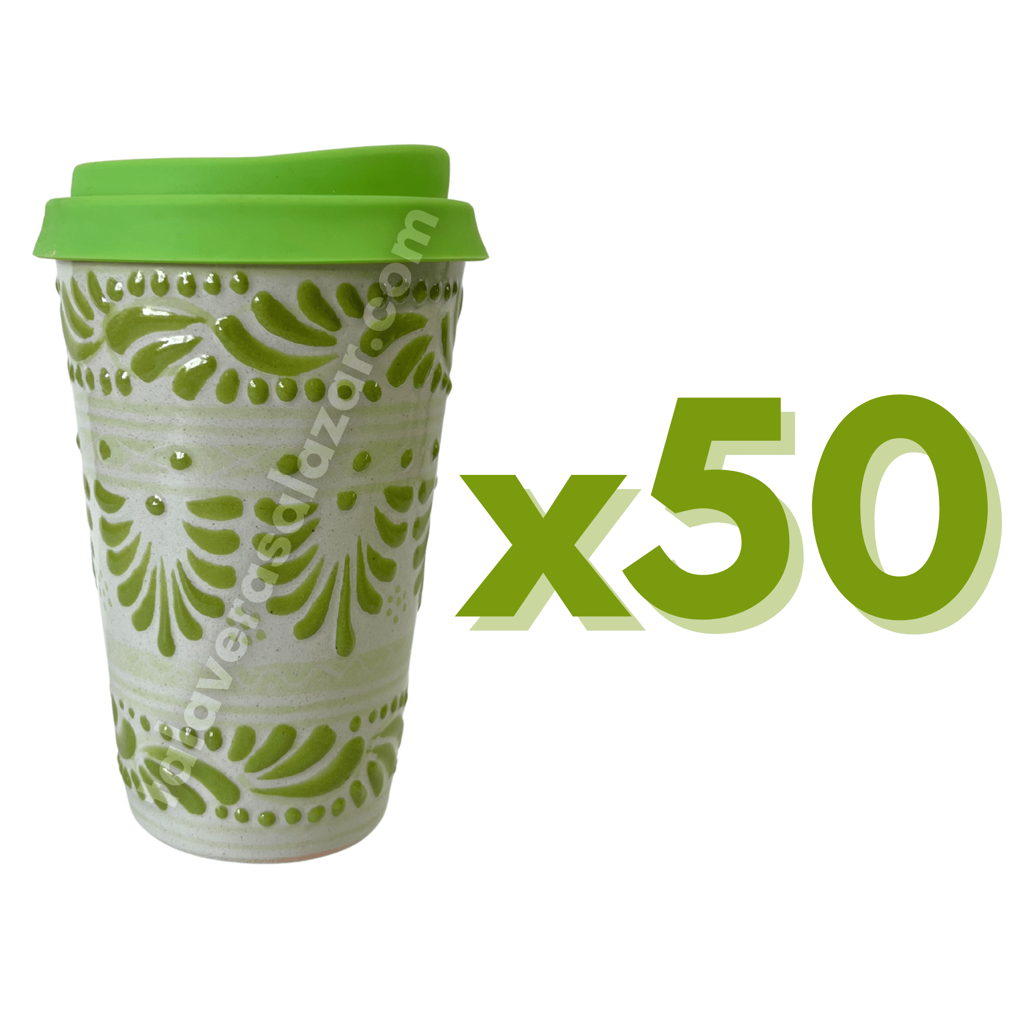 TERMO 15 CM SIN ASA FONDO TRADICIONAL CENEFA VERDE LIMON