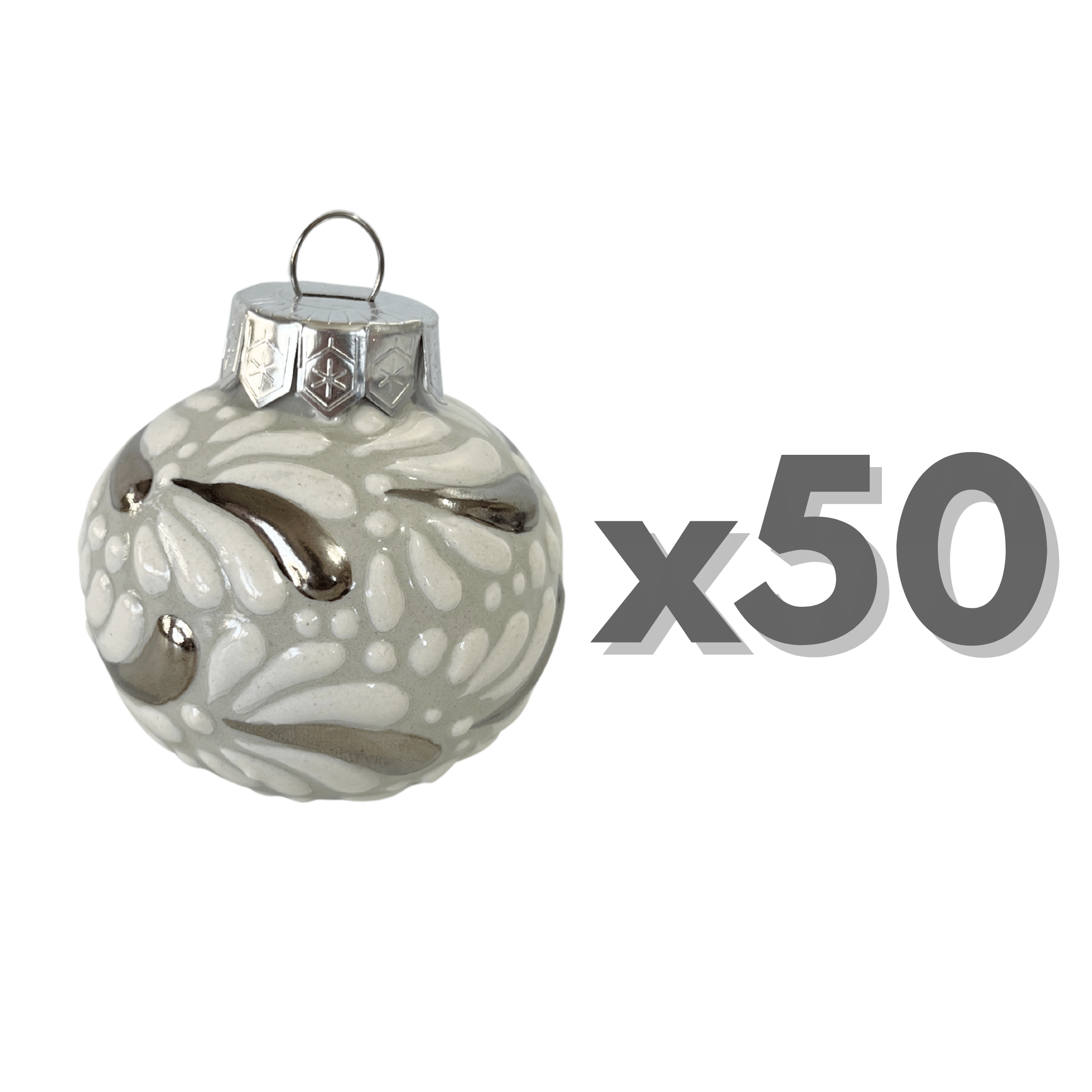 ESFERA NAVIDEÑA FONDO TRADICIONAL MIK BLANCO DESTELLOS DE PLATA