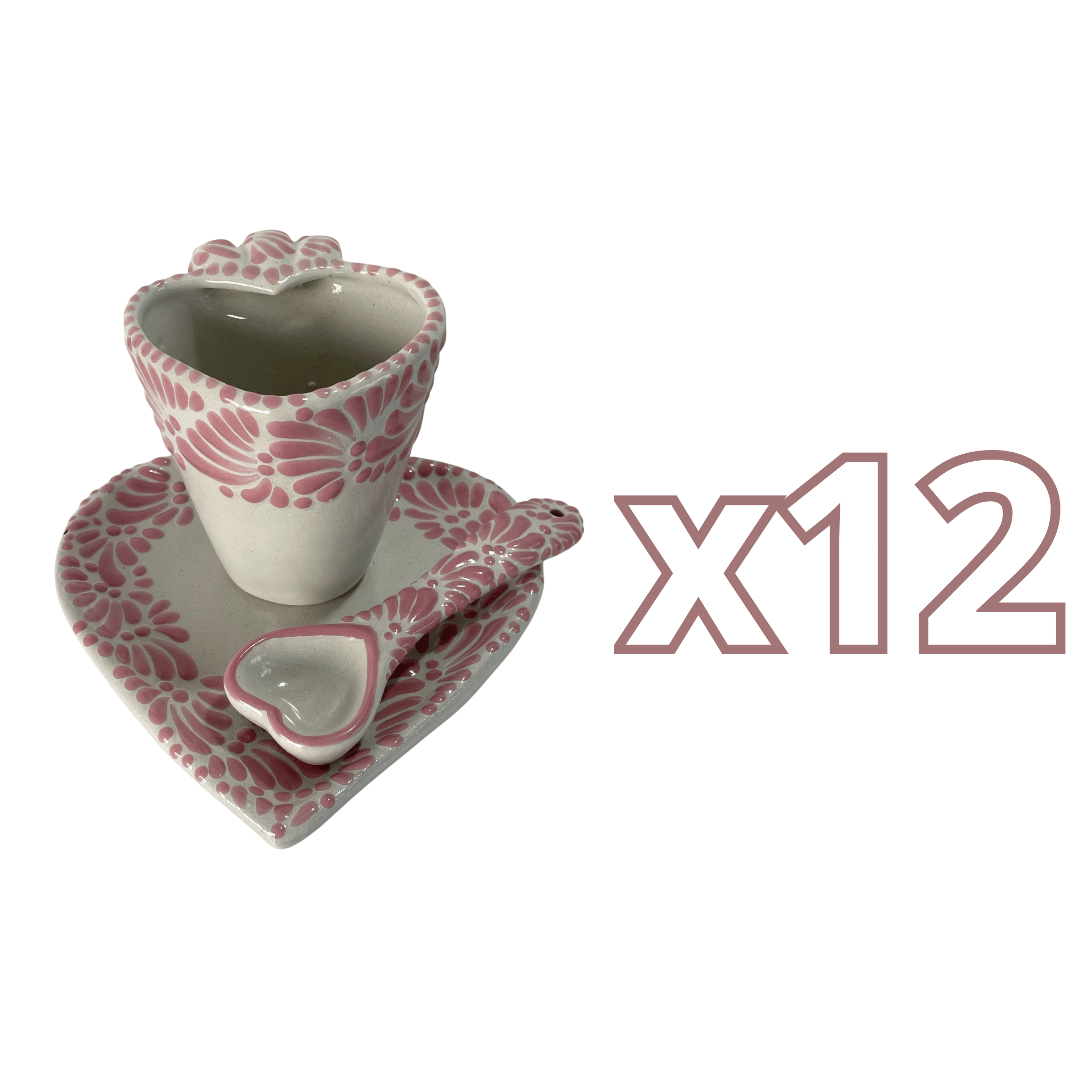 SET 3 PIEZAS FORMA CORAZON CON CUCHARA CORAZON FONDO TRADICIONAL MIK CENEFA ROSA