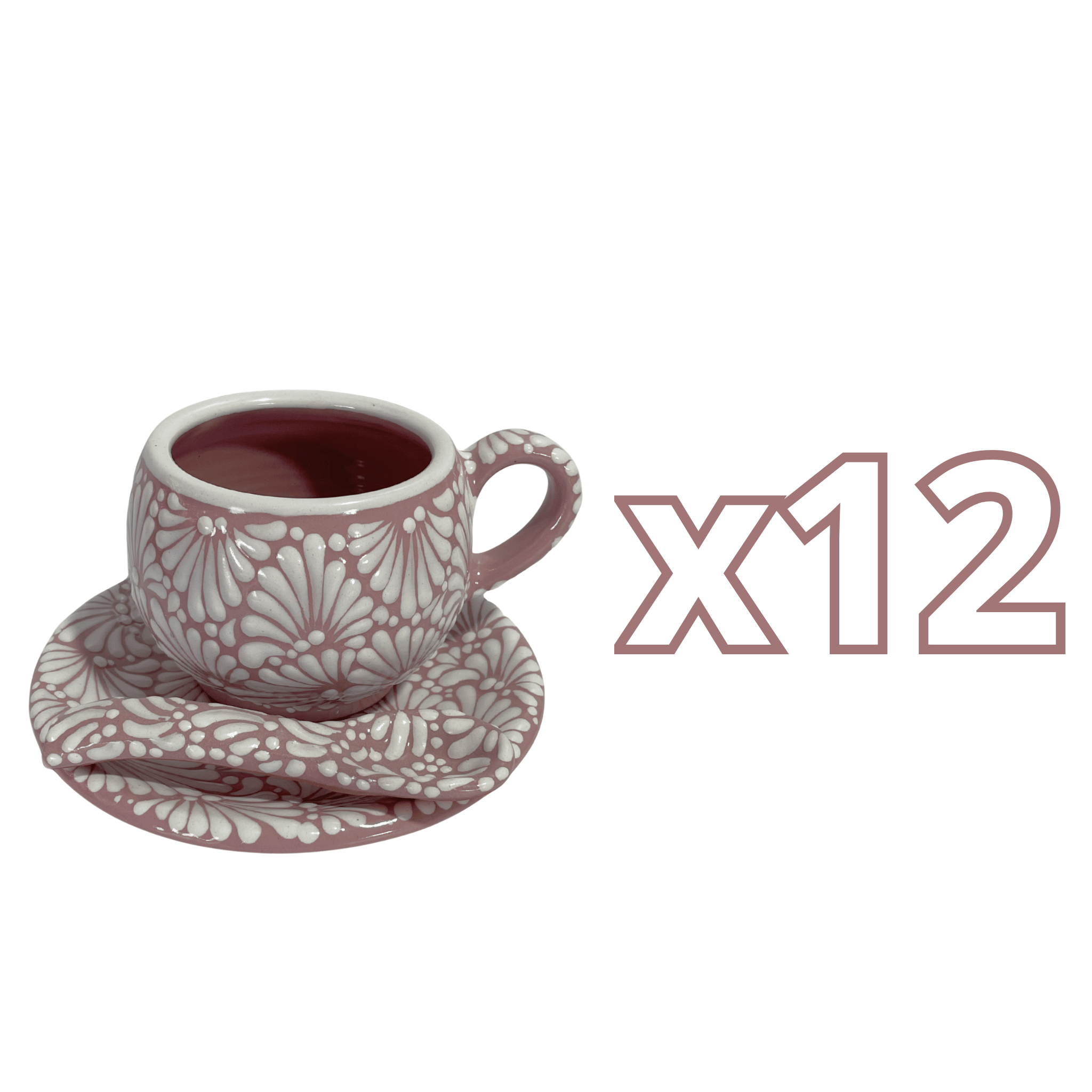 SET 3 PIEZAS CHOCOLATERA GRANDE FONDO ROSA MIK BLANCO