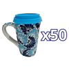 TERMO CON ASA 15 CM FONDO TRADICIONAL MIK COMBINACION AZUL COBALTO Y TURQUESA OJO TURCO