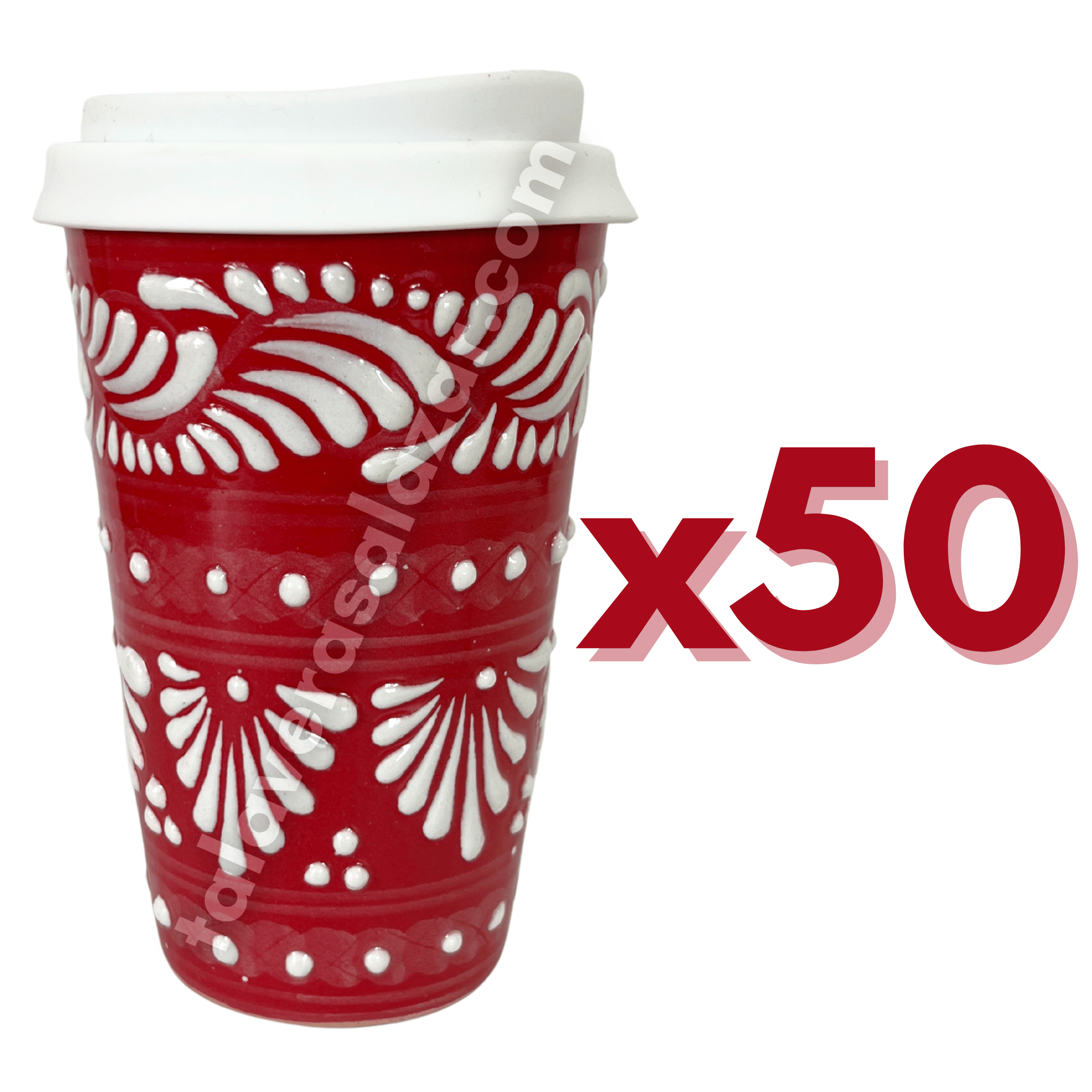 TERMO 15 CM SIN ASA FONDO ROJO CENEFA BLANCO