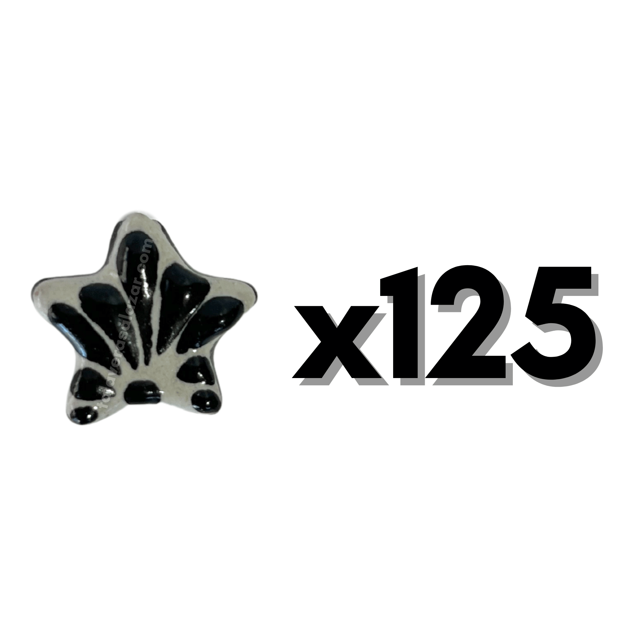 ESTRELLA 5 PICOS 1.7 CM FONDO TRADICIONAL DECORADO NEGRO