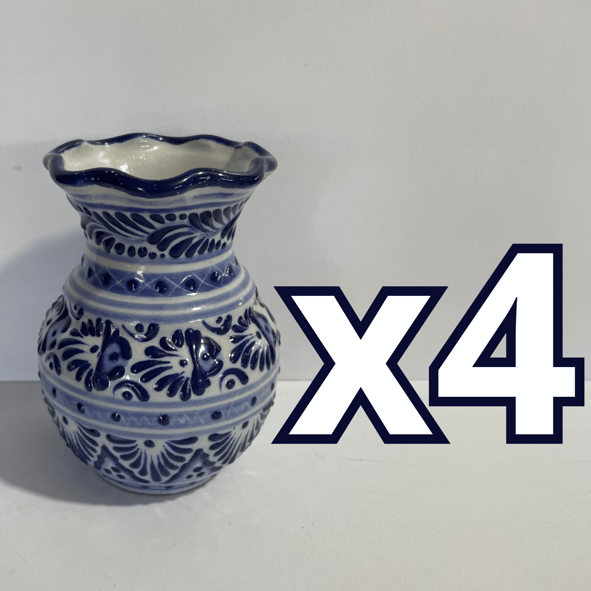 FLORERO ONDAS 15 CM FONDO TRADICIONAL CENEFA AZUL COBALTO