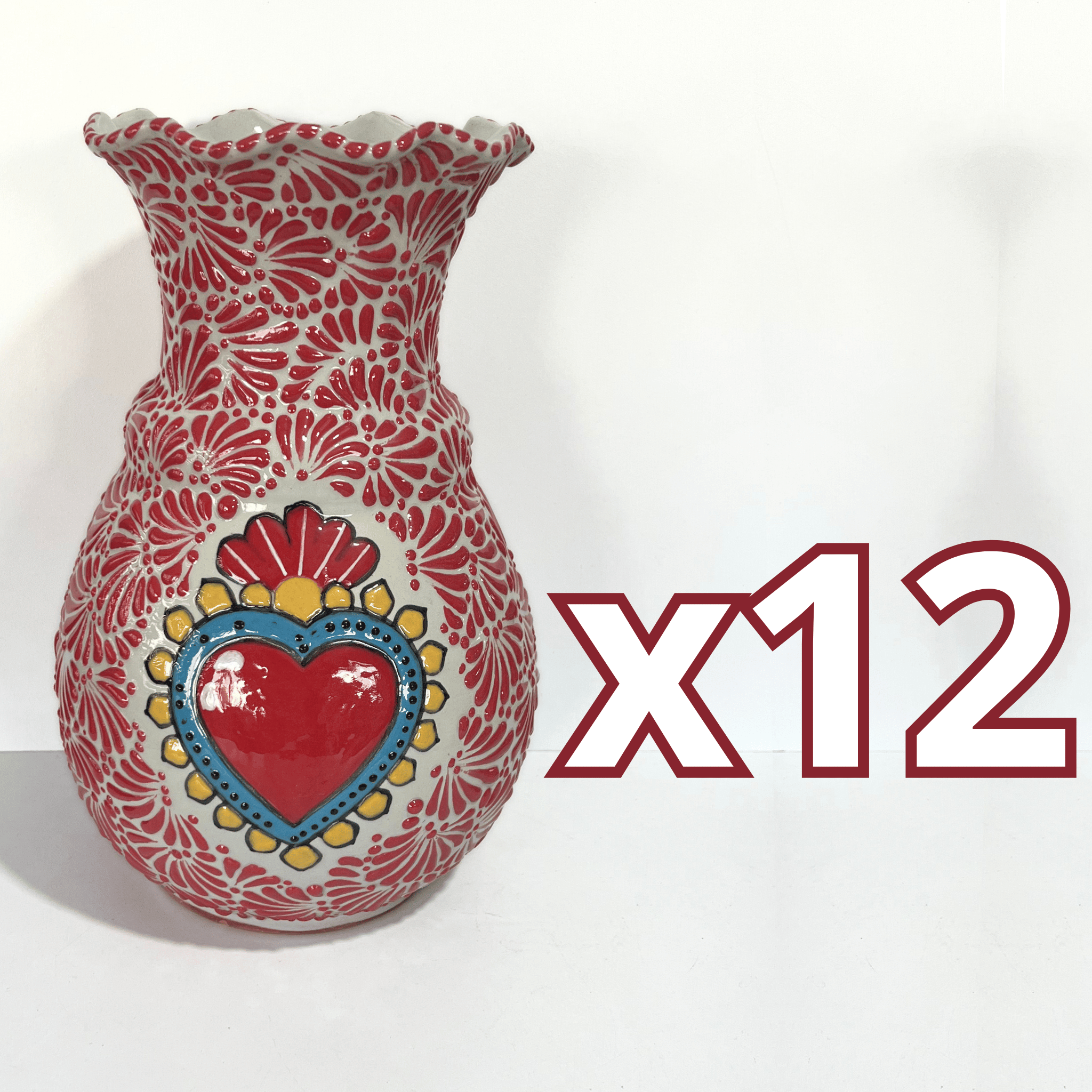 FLORERO ONDAS 30 CM FONDO TRADICIONAL MIK ROJO SAGRADO CORAZON