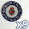 PLATO PLANO DESTELLOS DE ORO FONDO TRADICIONAL MIK CENEFA AZUL COBALTO SAGRADO CORAZON