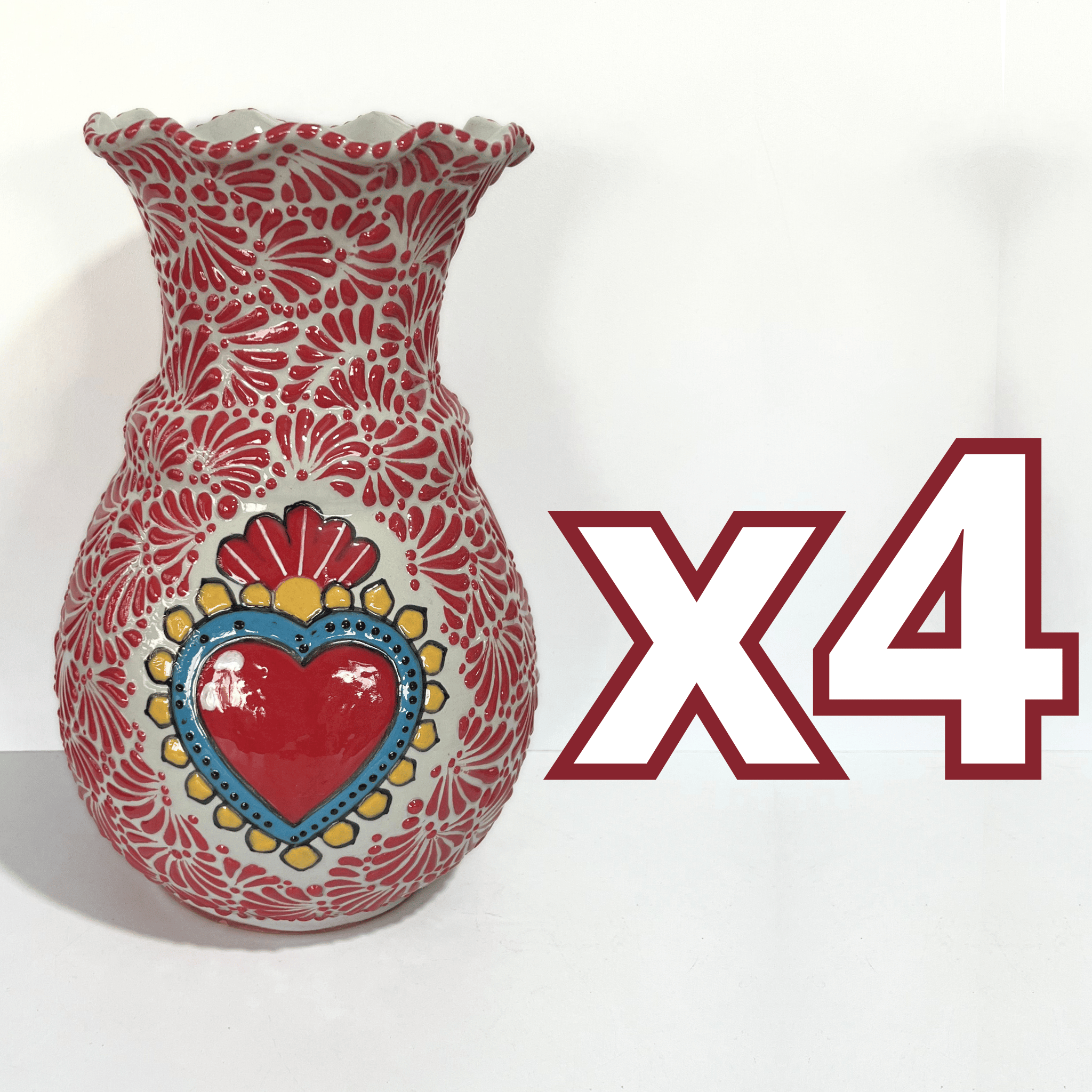 FLORERO ONDAS 30 CM FONDO TRADICIONAL MIK ROJO SAGRADO CORAZON
