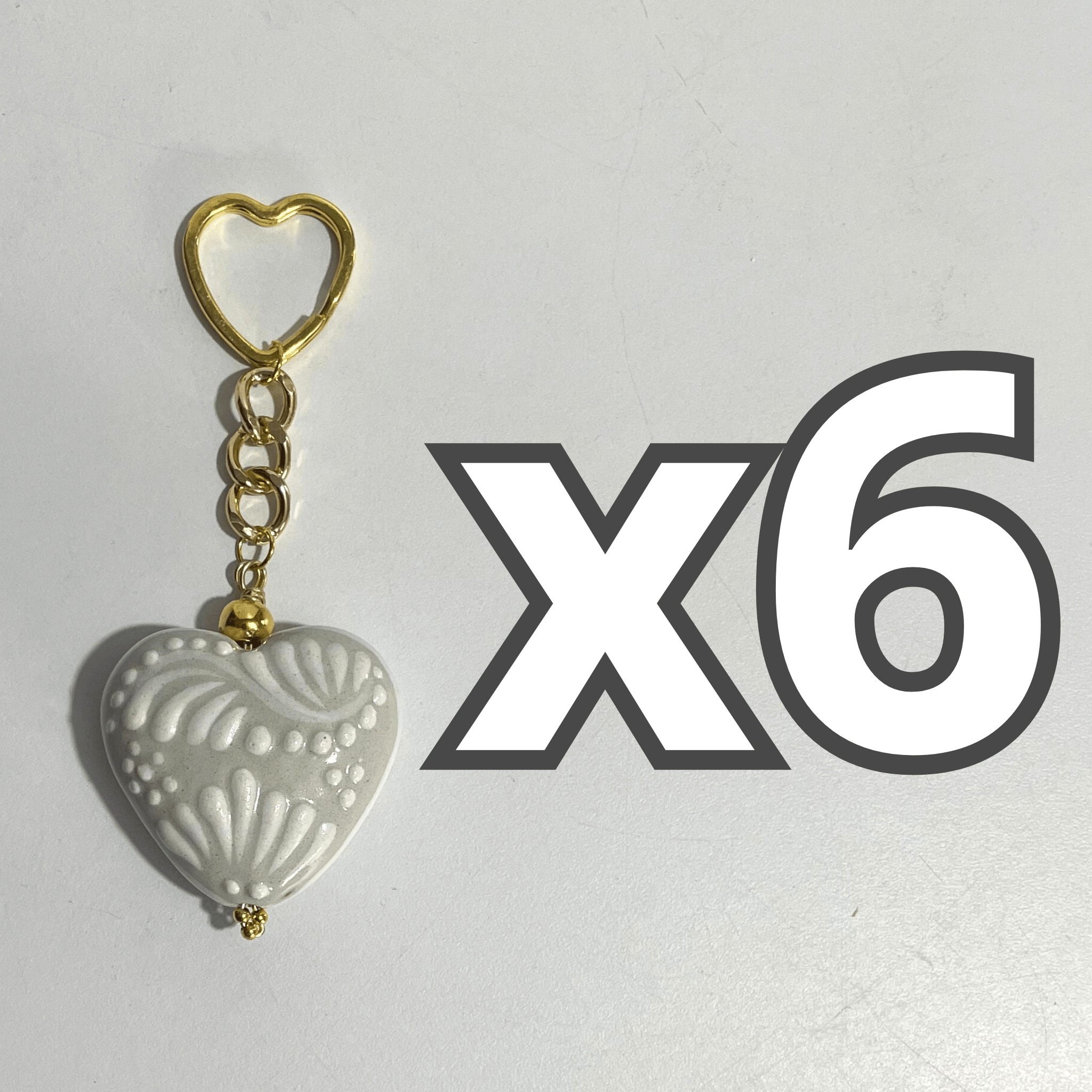 LLAVERO CORAZON 5 CM TRIDIMENSIONAL FONDO TRADICIONAL CENEFA BLANCO