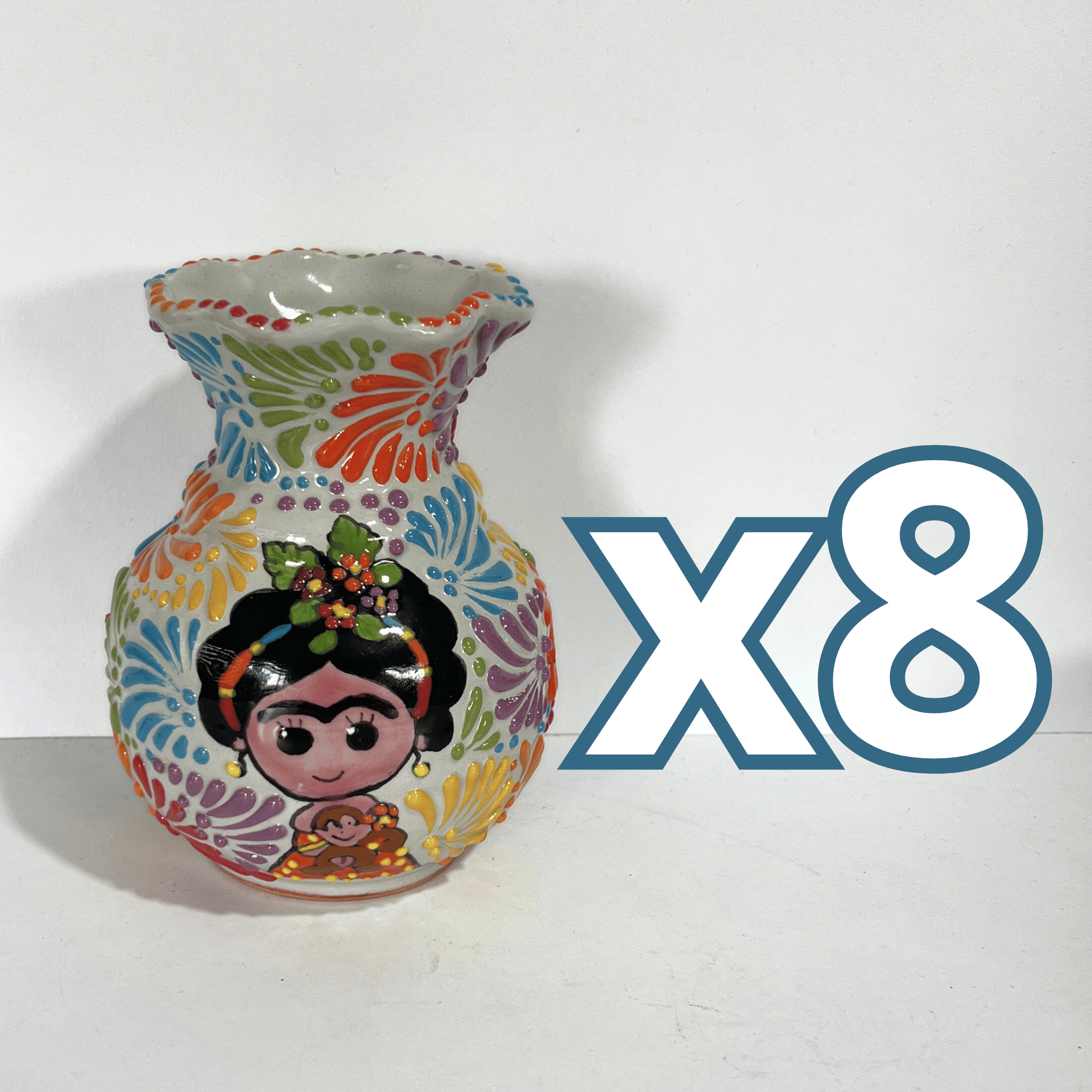 FLORERO ONDAS 15 CM FONDO TRADICIONAL MIK MULTICOLOR MEXICANITA