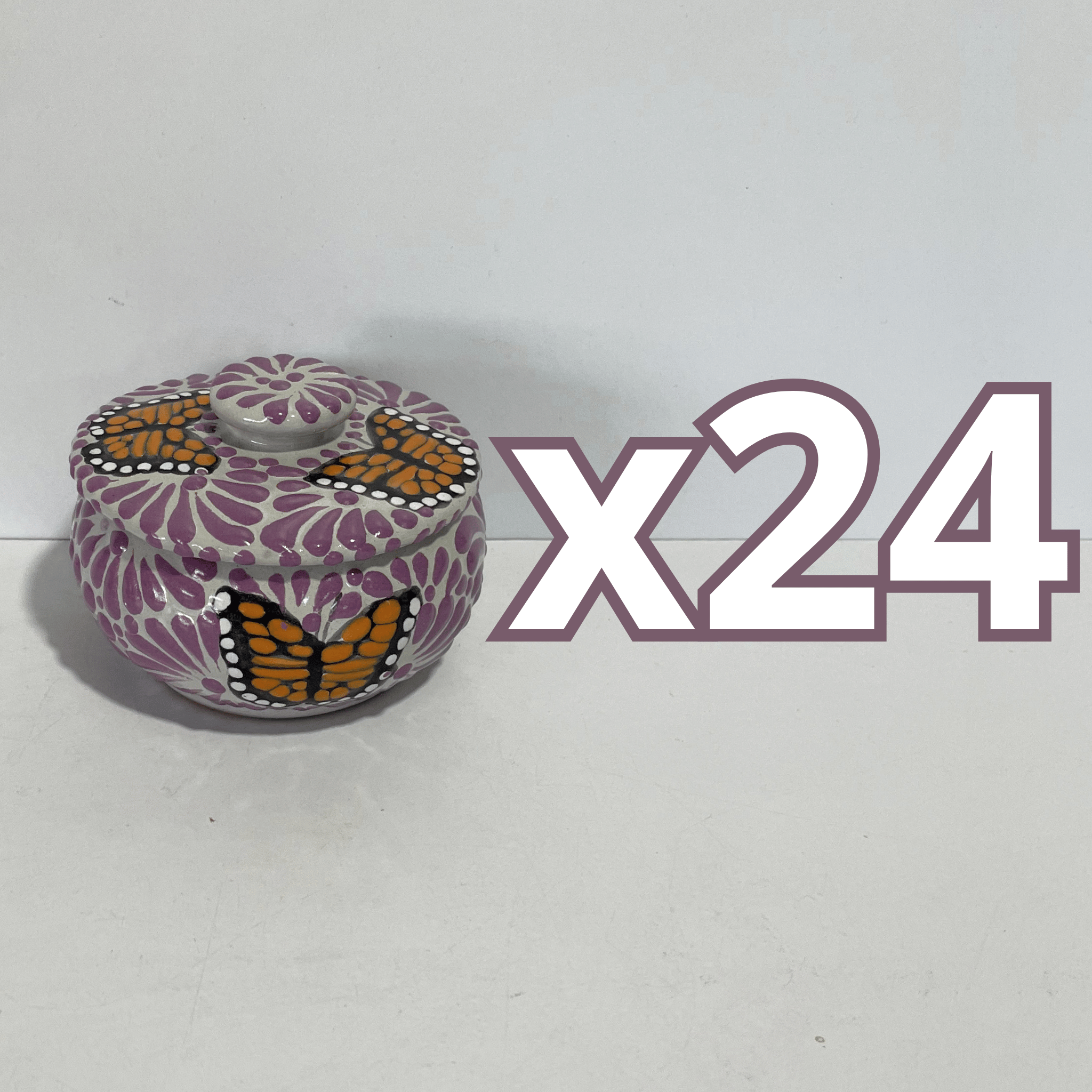 ALHAJERO TAPA BOTON NO PERSONALIZADO FONDO TRADICIONAL MIK MORADO MARIPOSAS