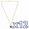 COLLAR CORAZON TRIDIMENSIONAL FONDO TRADICIONAL DECORADO AZUL COBALTO CADENA DORADA