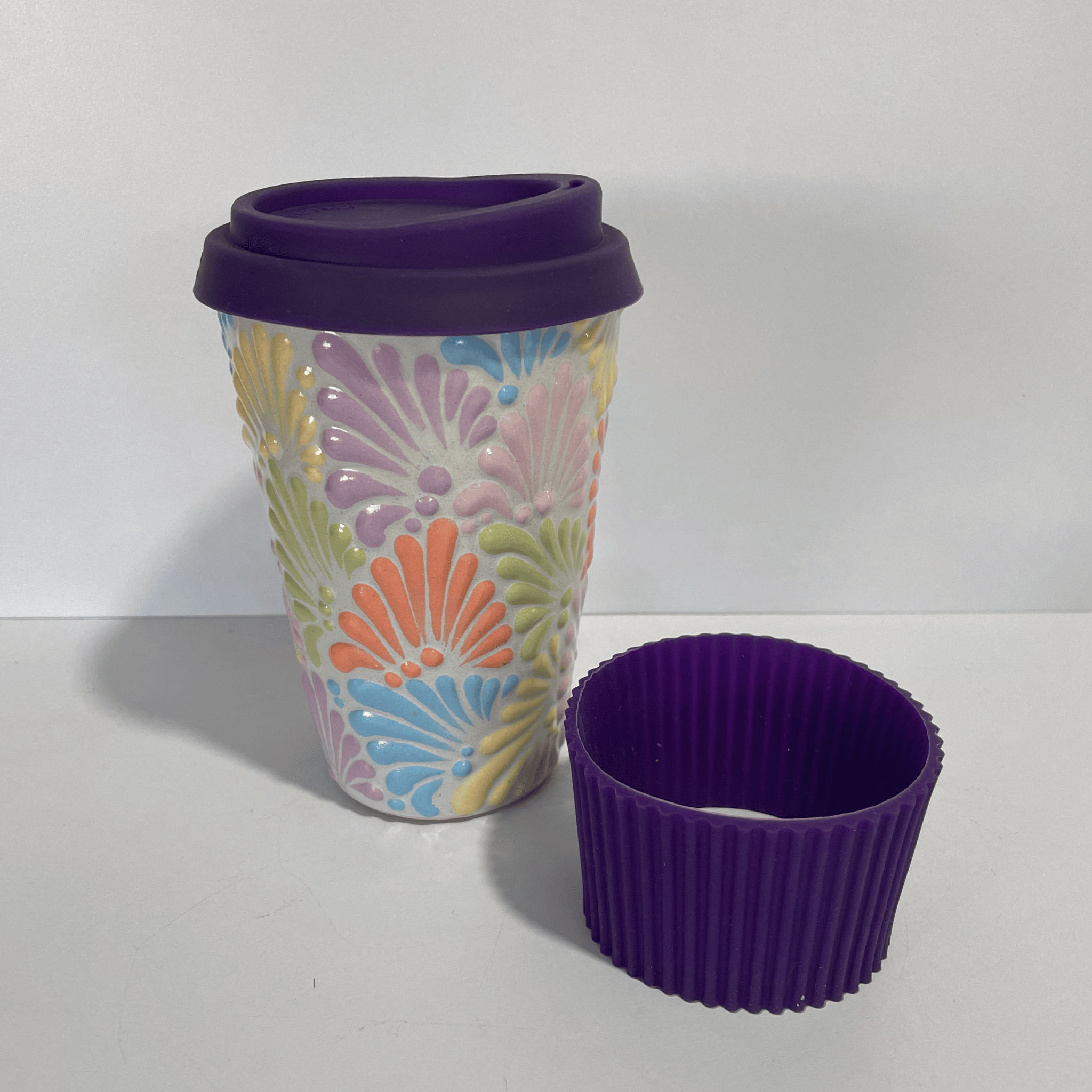 TERMO 15 CM SIN ASA FONDO TRADICIONAL MIK COLORES PASTEL TAPA MORADO