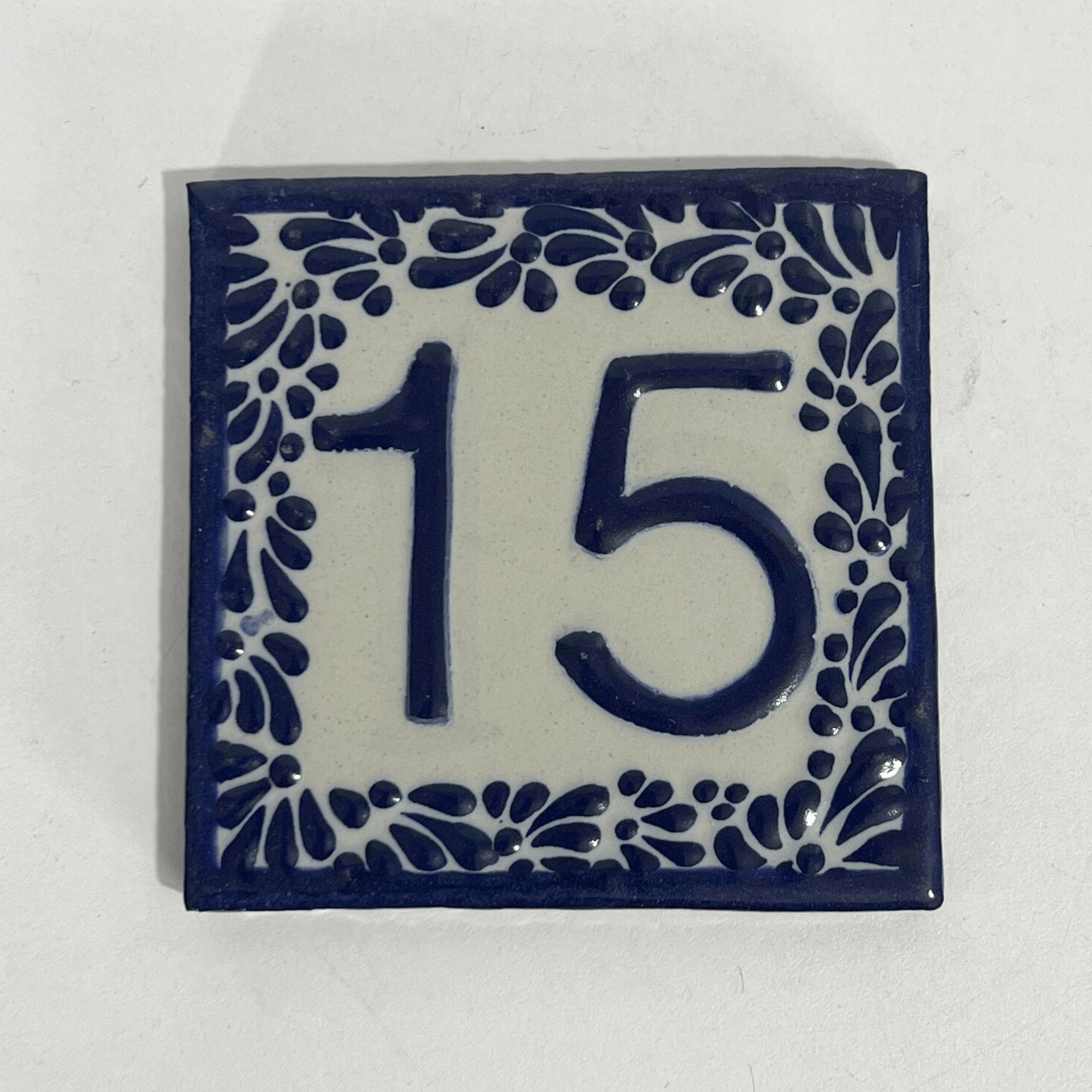 MOSAICO 10 CM NUMERO 15 PARA EXTERIOR FONDO TRADICIONAL MIK CENEFA AZUL COBALTO