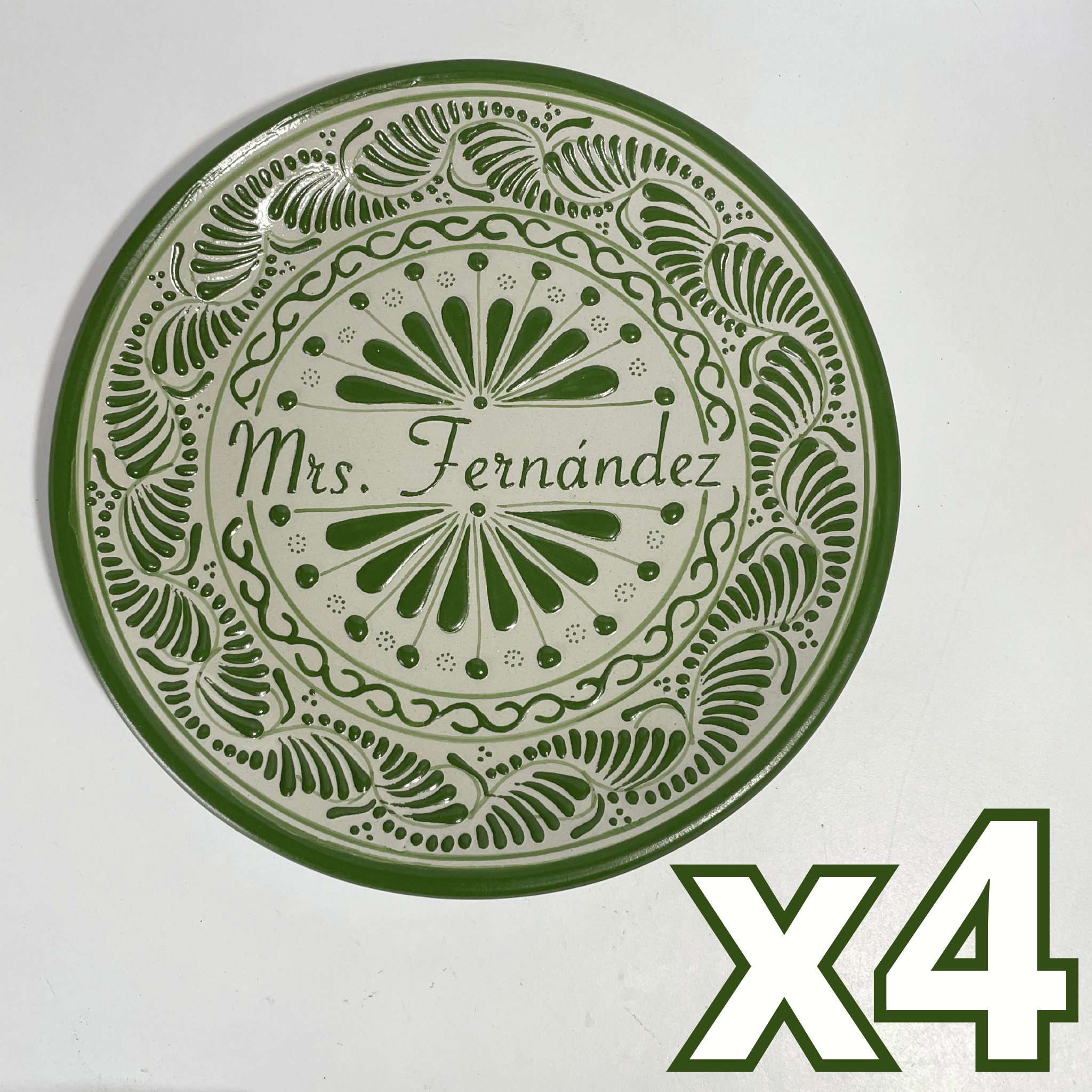 PLATO PLANO 16 CARACTERES FONDO TRADICIONAL CENEFA VERDE NOMBRE