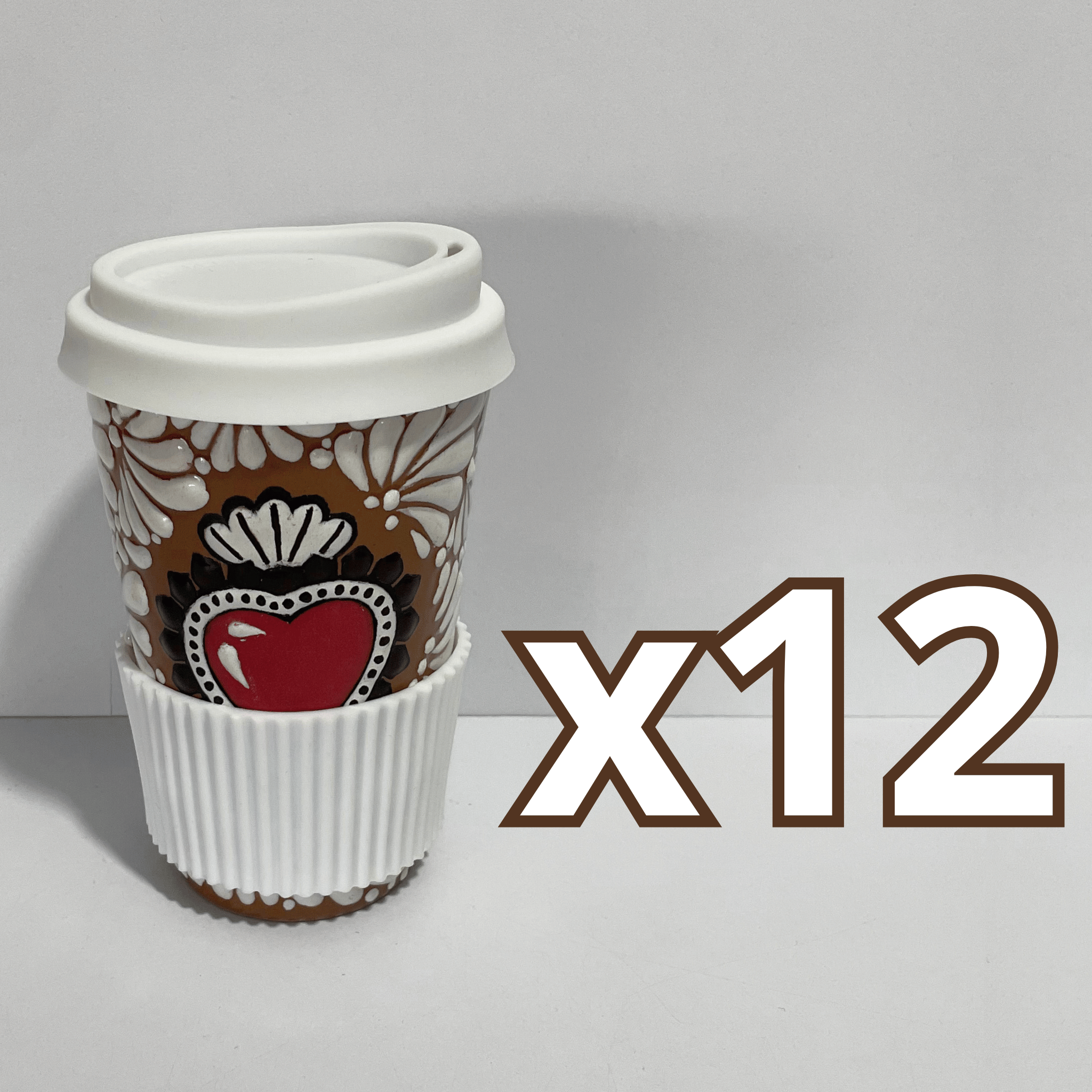 TERMO 15 CM SIN ASA FONDO CAFE MIK BLANCO SAGRADO CORAZON