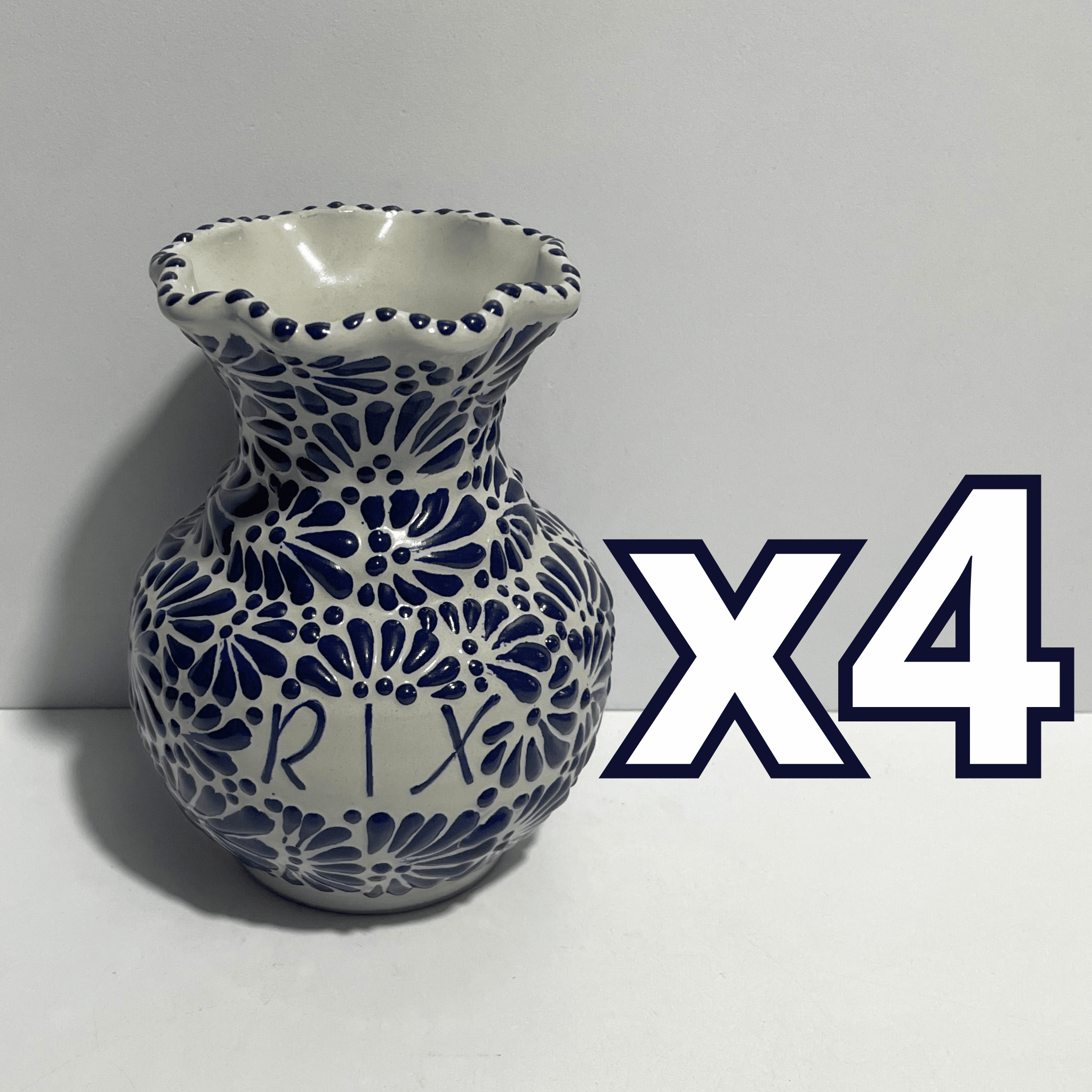 FLORERO ONDAS PERSONALIZADO 15 CM FONDO TRADICIONAL MIK AZUL COBALTO NOMBRE
