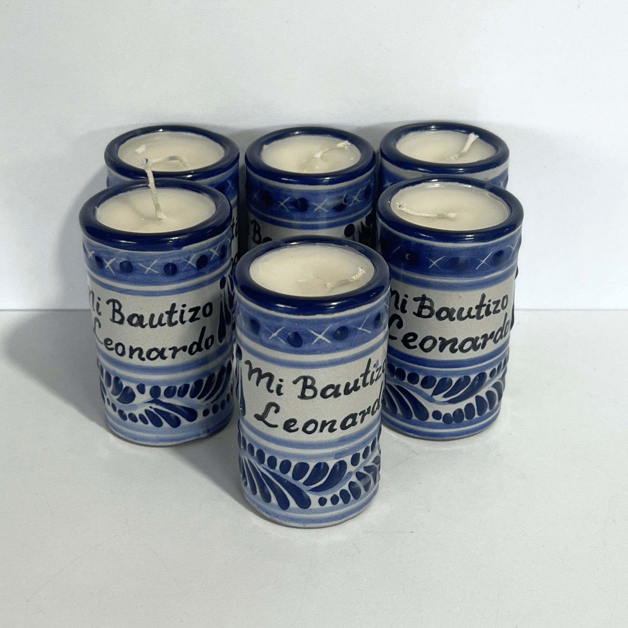 TEQUIVELA PERSONALIZADA FONDO TRADICIONAL CENEFA AZUL COBALTO MI BAUTIZO