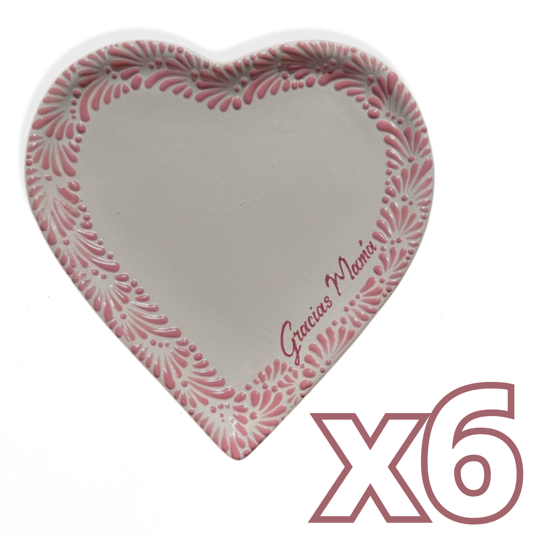 CHAROLA DE CORAZON 25 CM GRACIAS MAMÁ FONDO TRADICIONAL MIK CENEFA ROSA