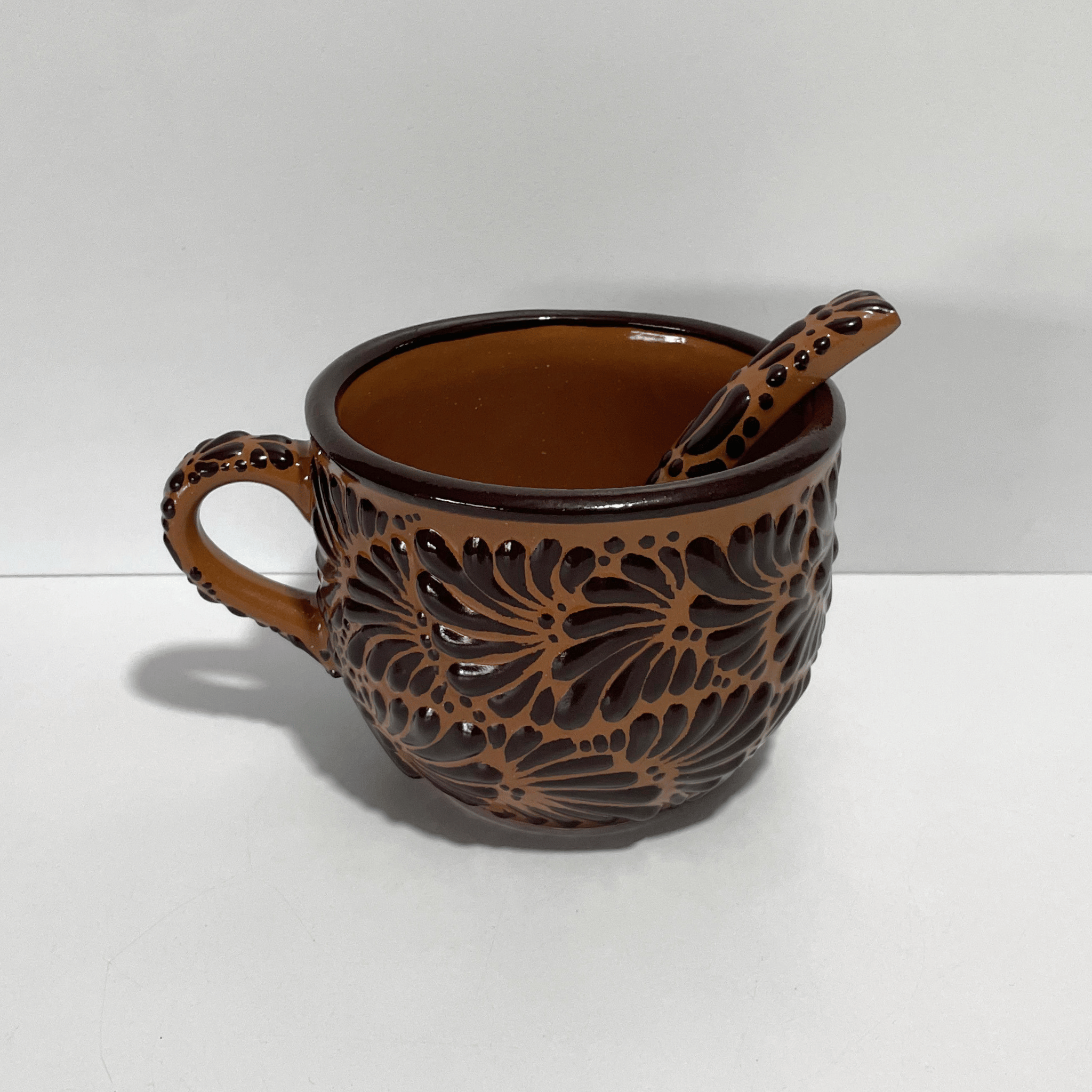 TAZA JUMBO CON CUCHARA FONDO CAFE MIK CAFE CHOCOLATE