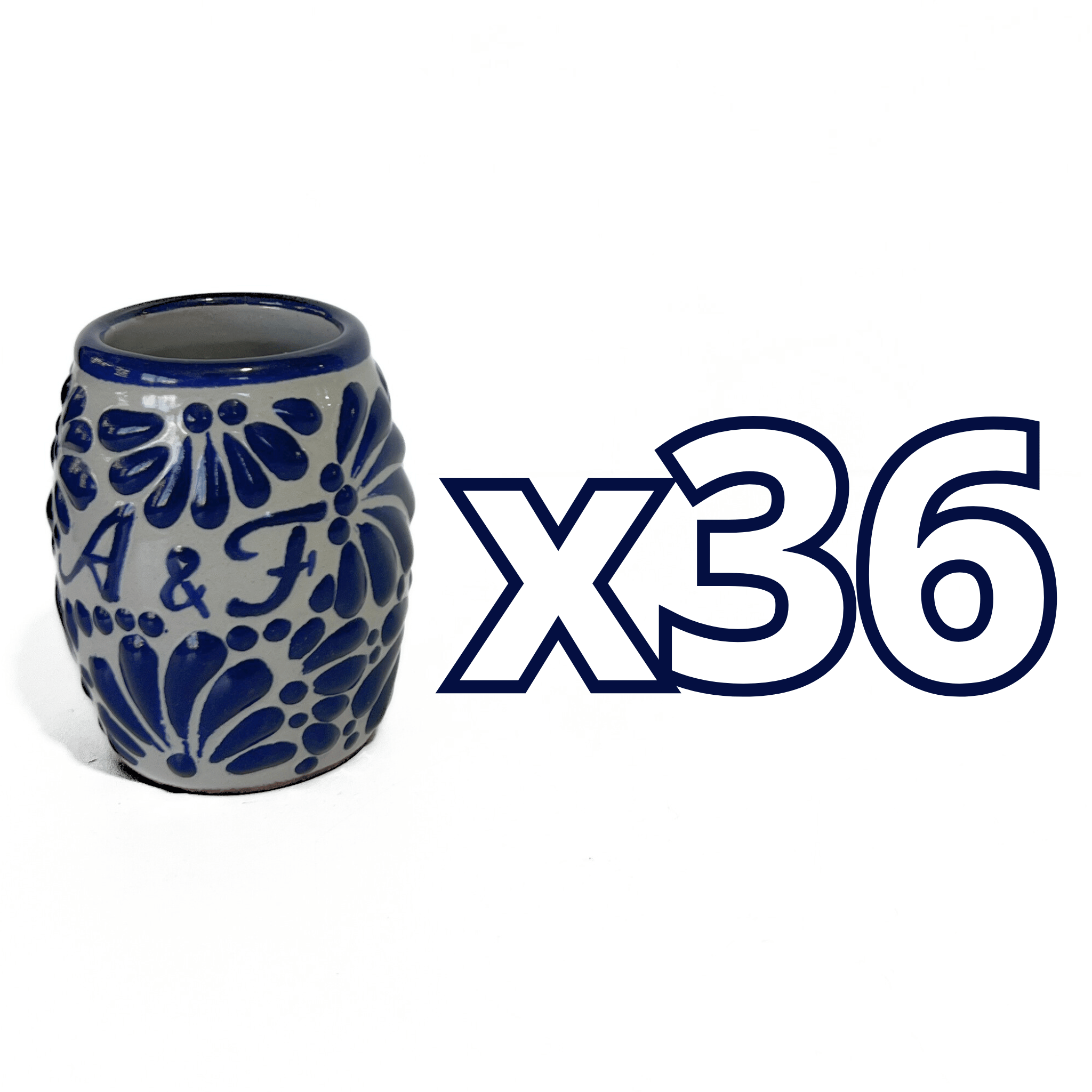 TEQUILERO BARRIL 8 CARACTERES FONDO TRADICIONAL MIK AZUL COBALTO INICIALES