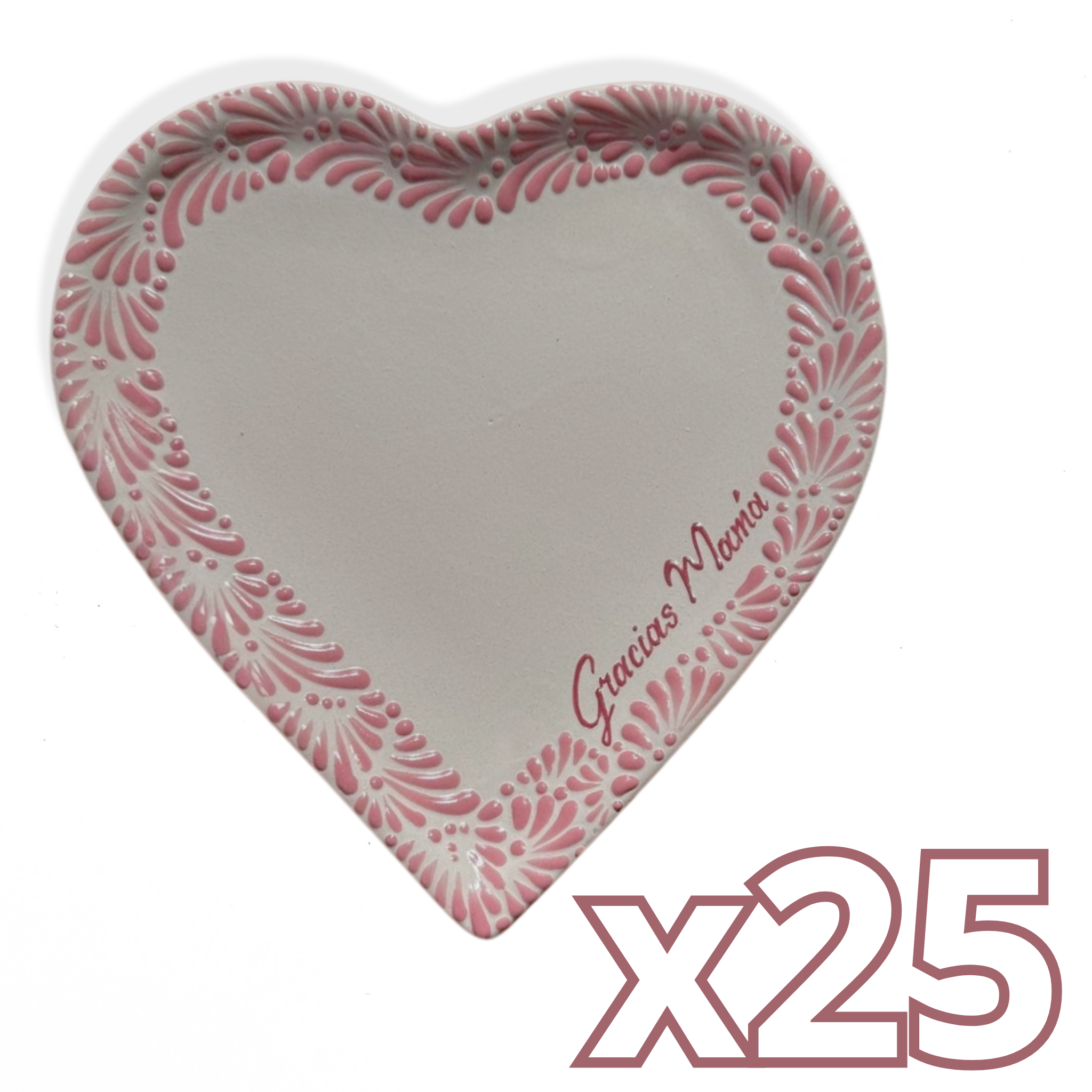 CHAROLA DE CORAZON 25 CM GRACIAS MAMÁ FONDO TRADICIONAL MIK CENEFA ROSA