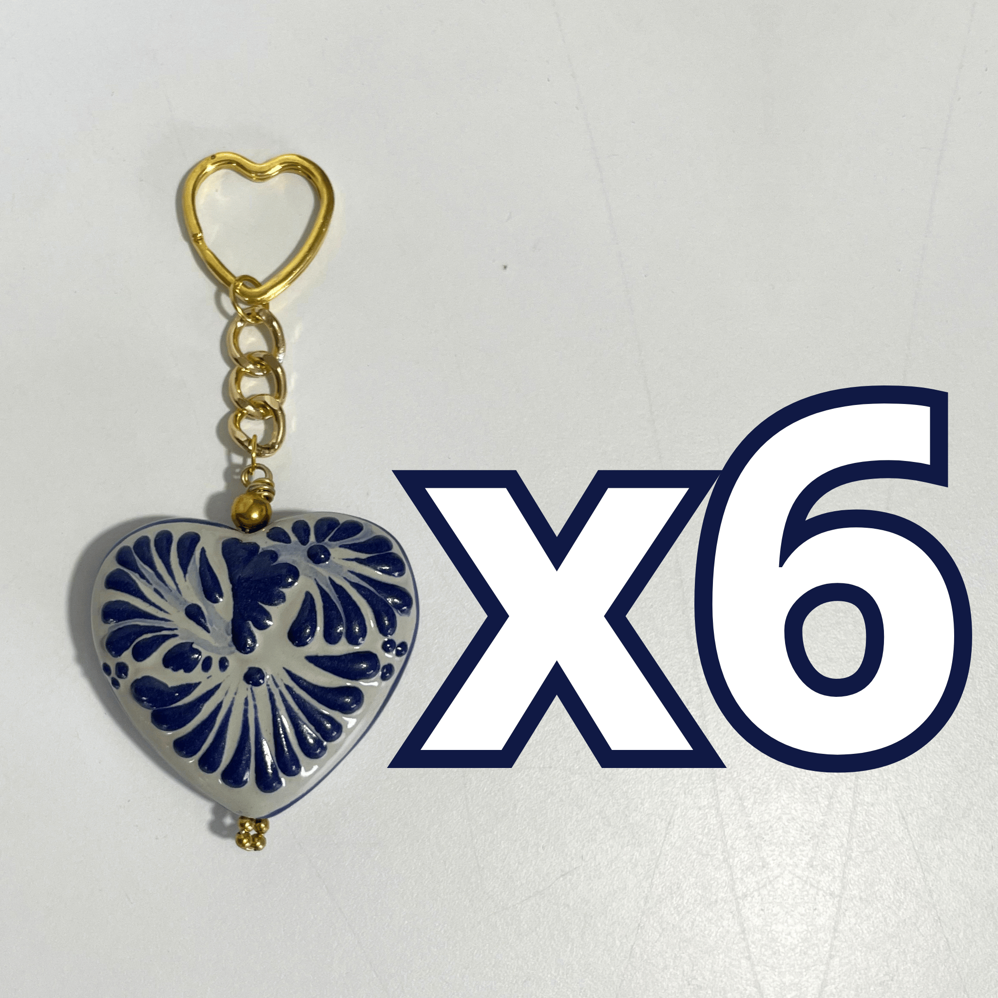 LLAVERO CORAZON GRANDE 7 CM TRIDIMENSIONAL FONDO TRADICIONAL CENEFA AZUL COBALTO