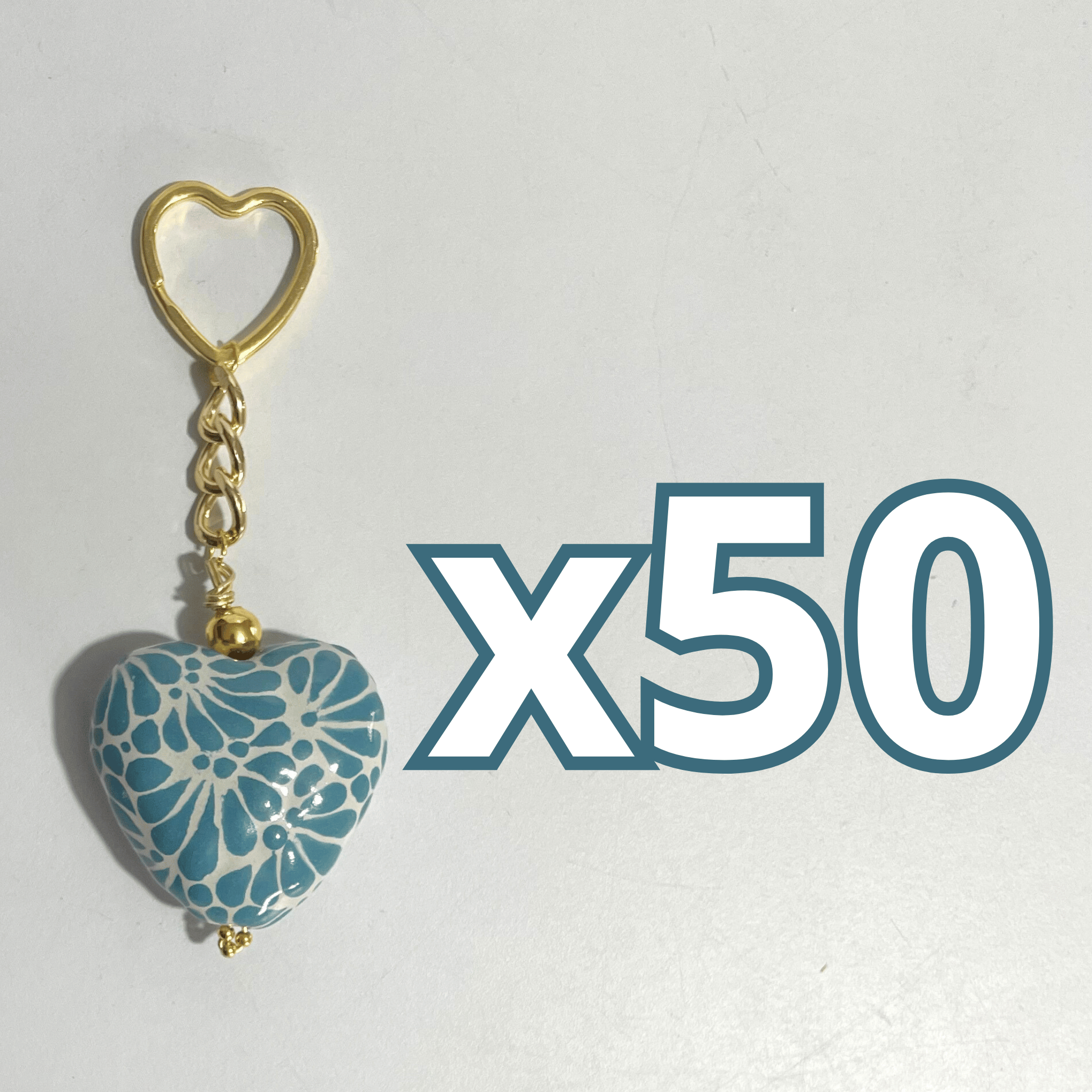 LLAVERO CORAZON 5 CM TRIDIMENSIONAL FONDO TRADICIONAL MIK VERDE TURQUESA