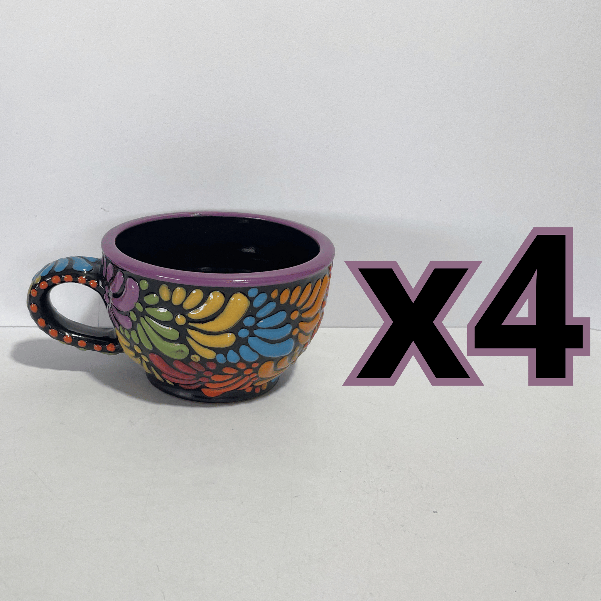 TAZA 300 ML FONDO NEGRO MIK MULTICOLOR