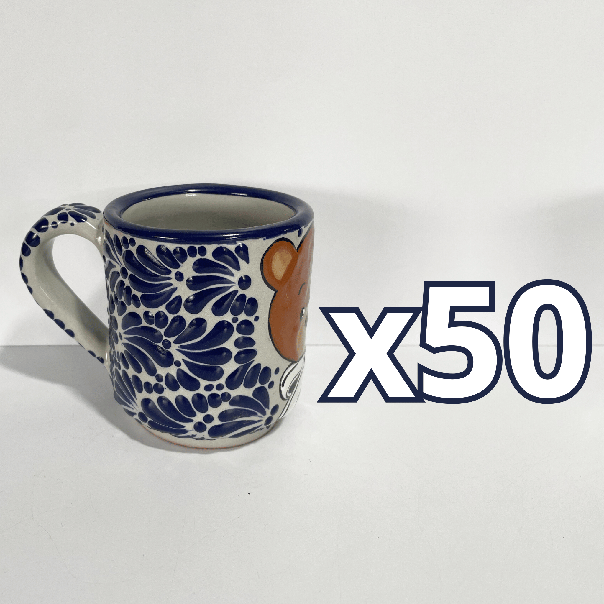TAZA RECTA ESTANDAR FONDO TRADICIONAL MIK AZUL COBALTO OSITO MOÑO