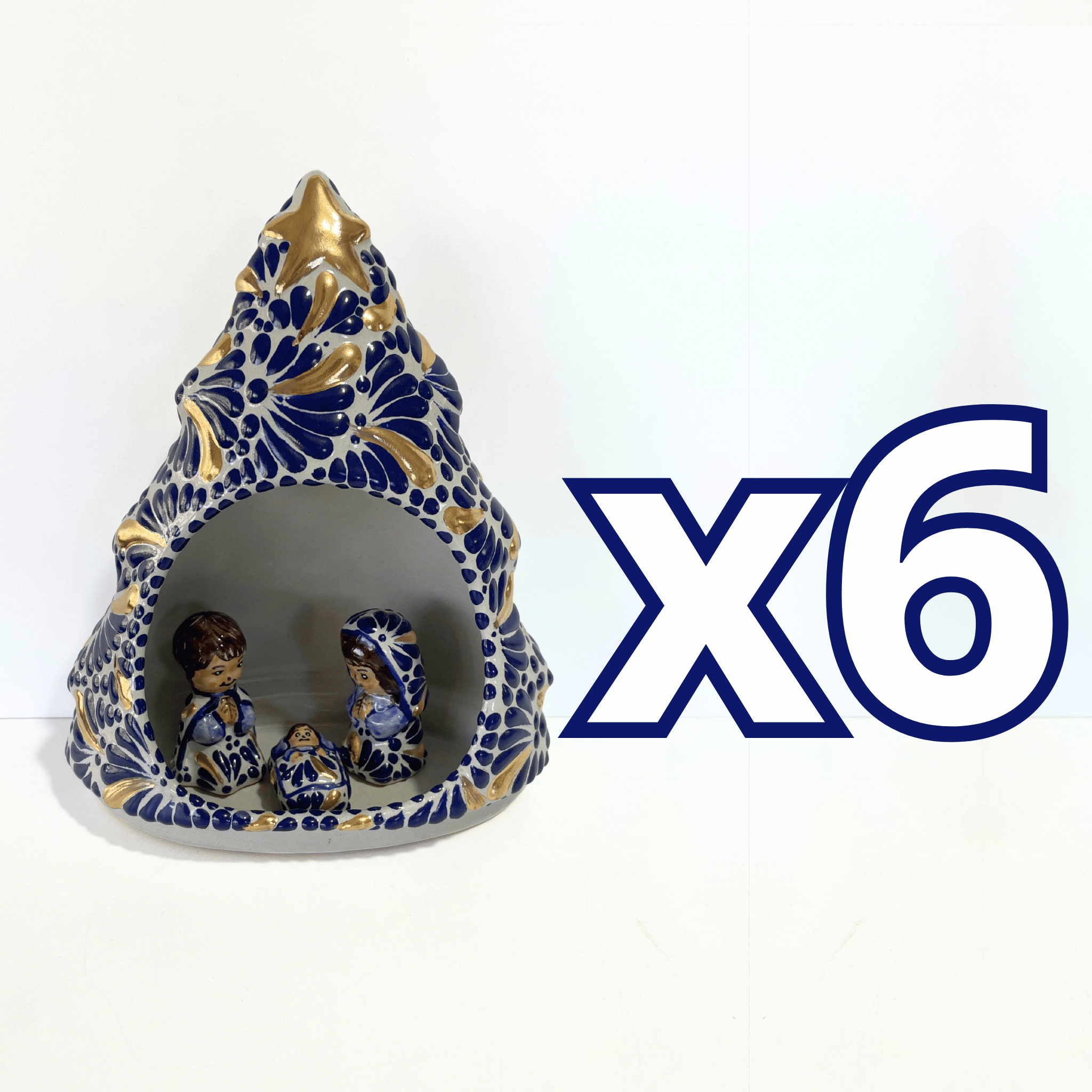 NACIMIENTO ARBOLITO FONDO TRADICIONAL MIK AZUL COBALTO DESTELLOS DE ORO