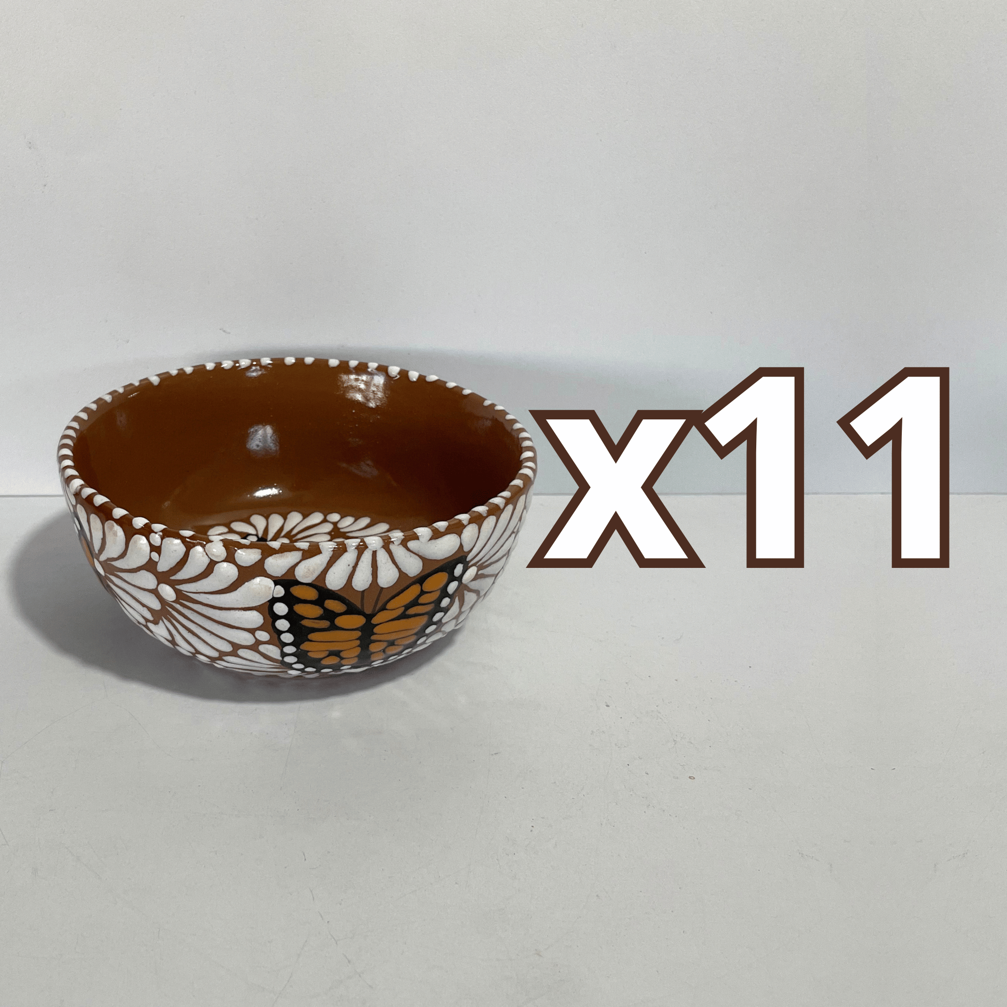 TAZON 15 CM FONDO CAFE MIK BLANCO MARIPOSAS