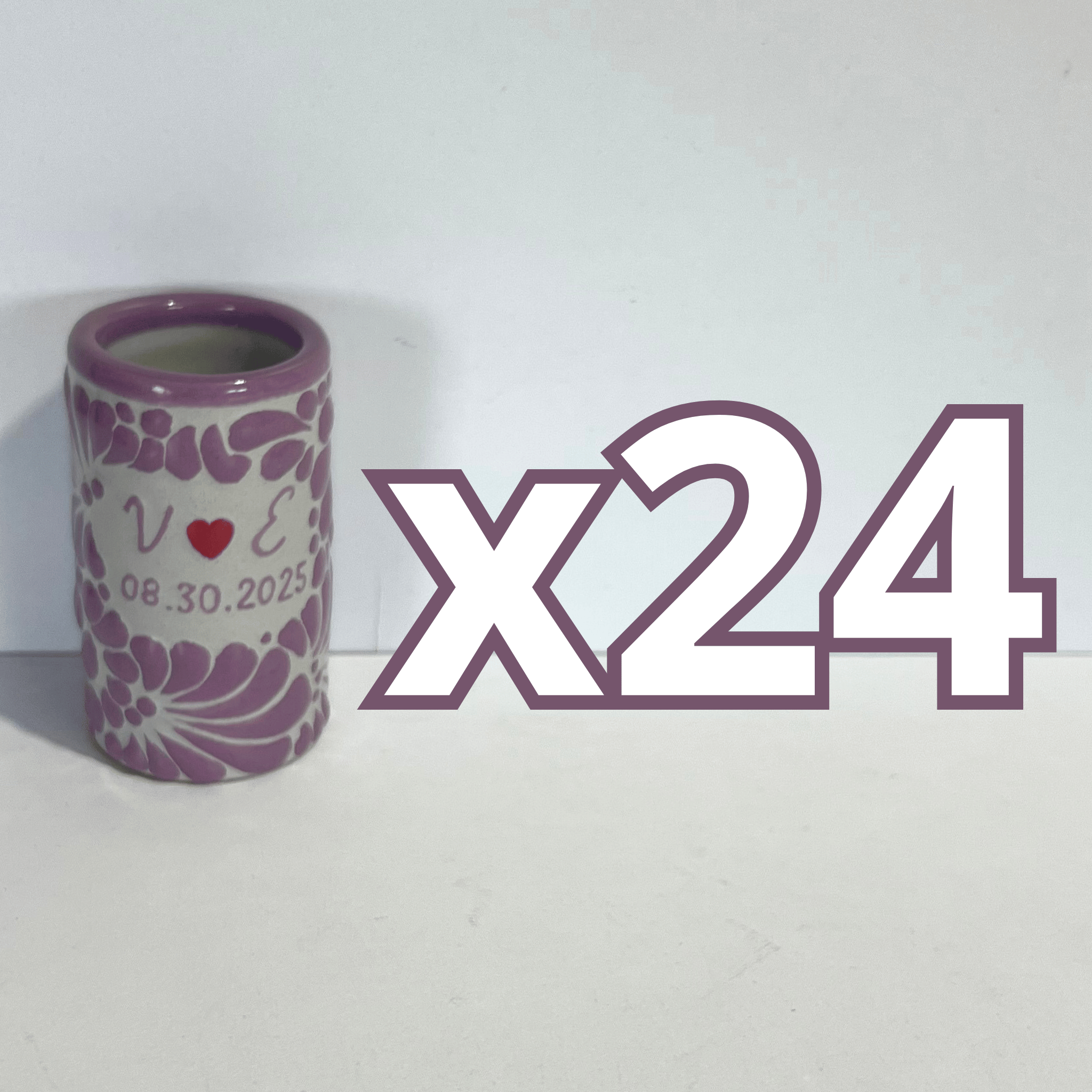 TEQUILERO PERSONALIZADO FONDO TRADICIONAL MIK MORADO INICIALES Y FECHA CON CORAZON