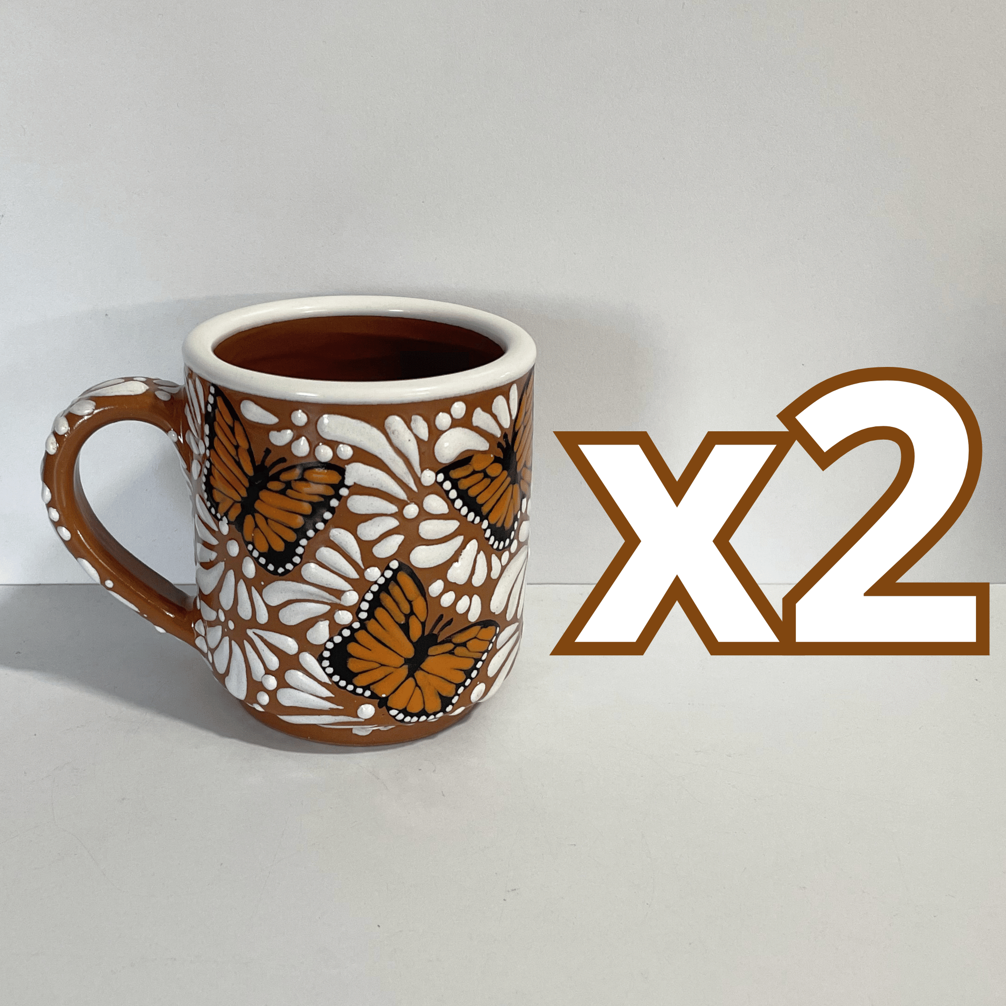 TAZA RECTA ESTANDAR FONDO CAFE MIK BLANCO MARIPOSAS