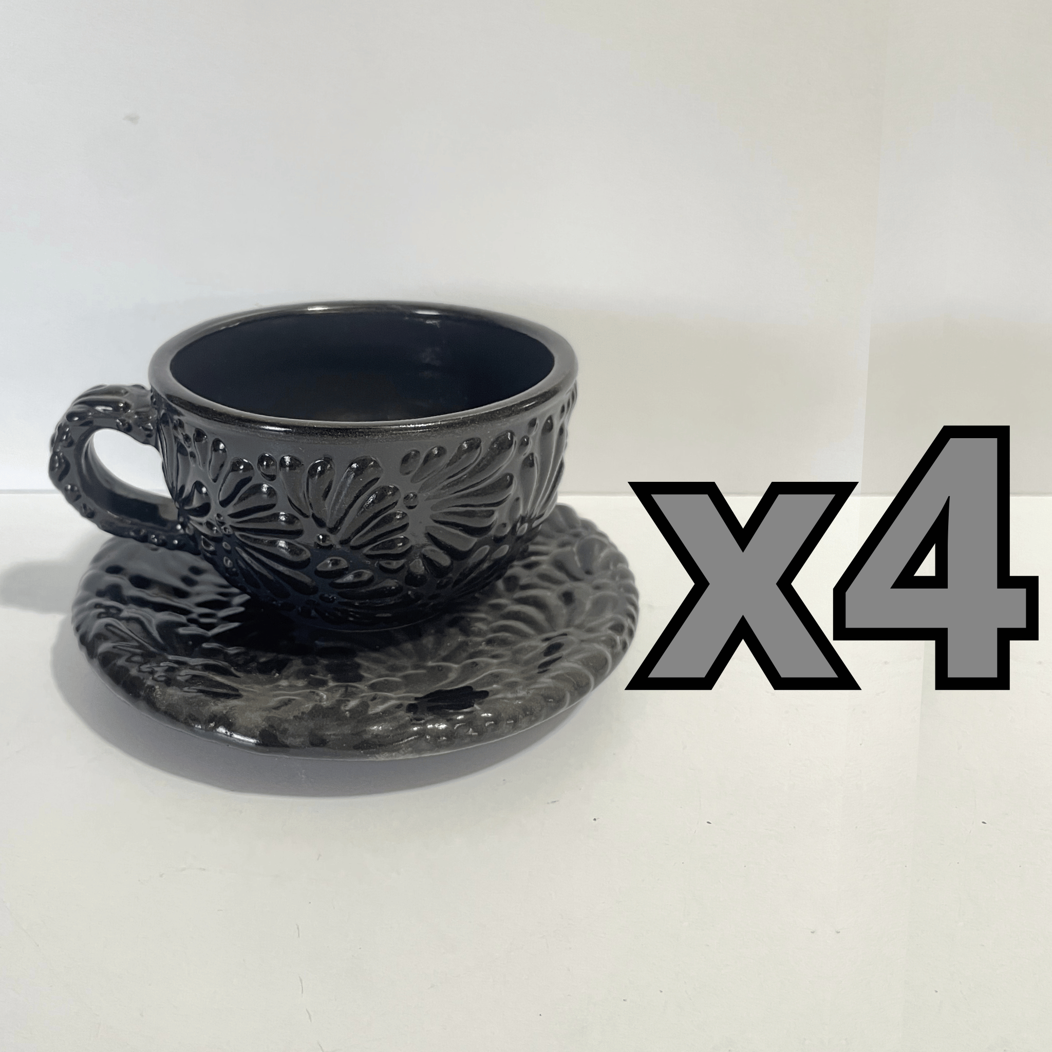 SET TAZA 300 ML Y PLATO MIK SUPER BLACK