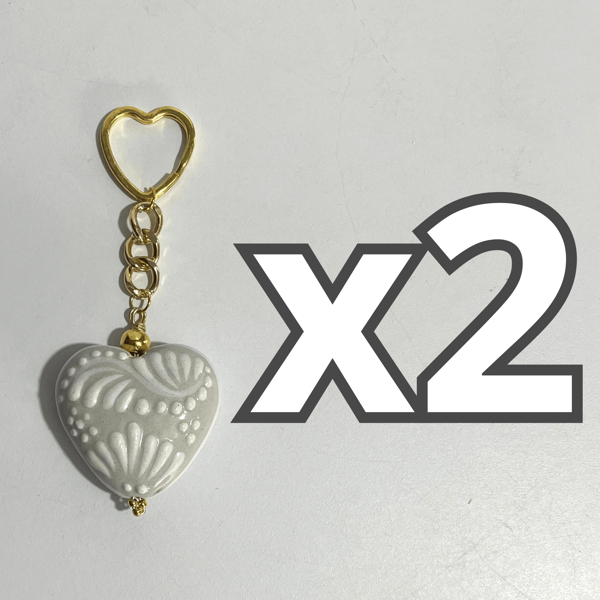 LLAVERO CORAZON 5 CM TRIDIMENSIONAL FONDO TRADICIONAL CENEFA BLANCO