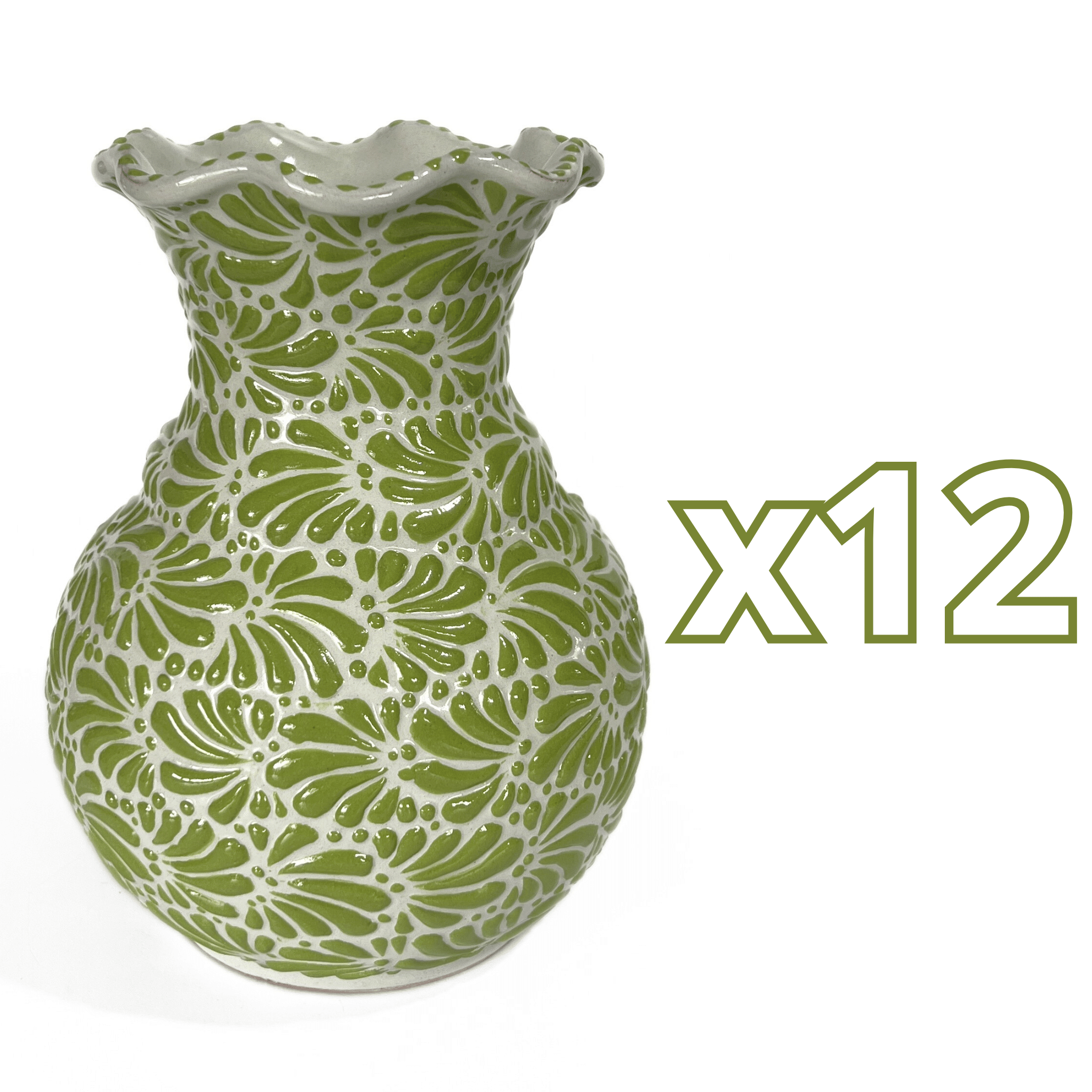 FLORERO ONDAS 20 CM FONDO TRADICIONAL MIK VERDE LIMON