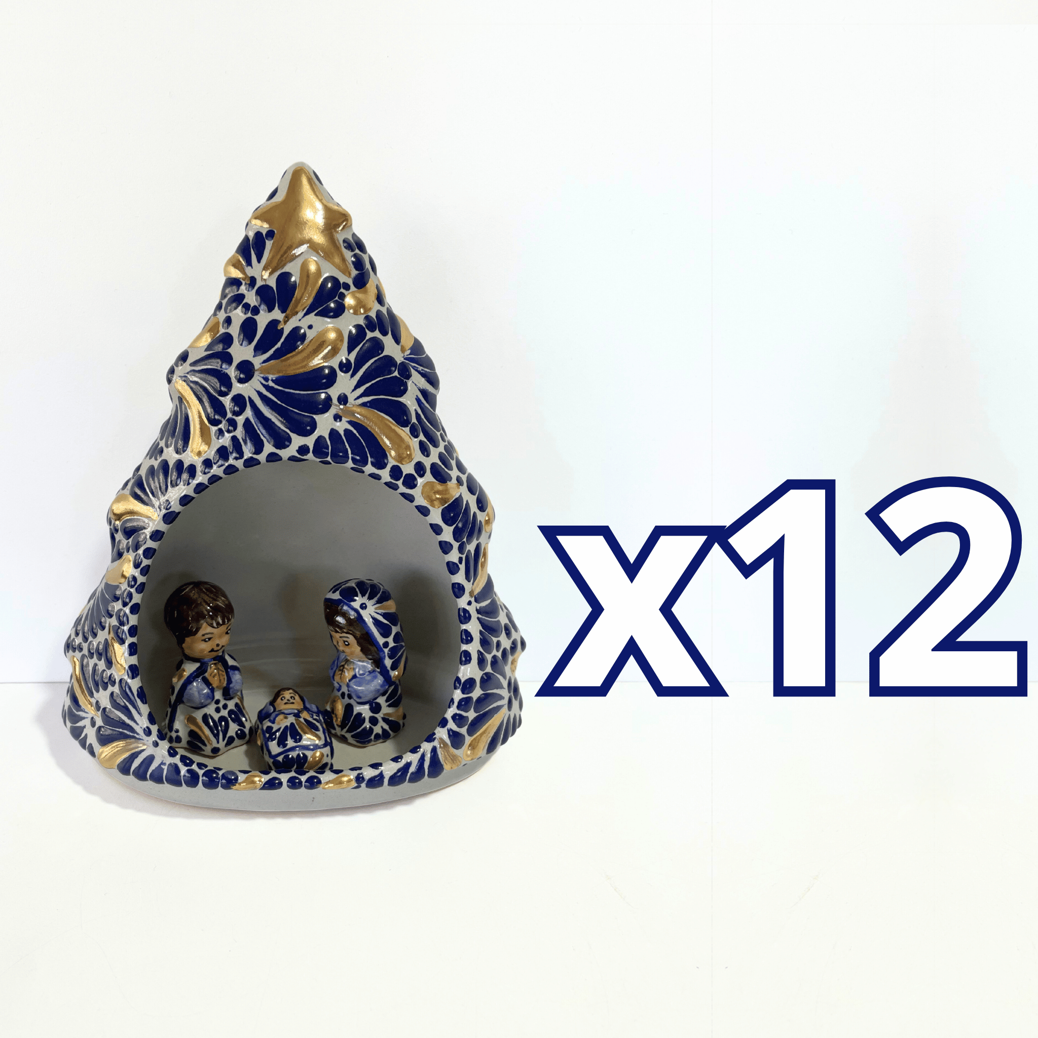 NACIMIENTO ARBOLITO FONDO TRADICIONAL MIK AZUL COBALTO DESTELLOS DE ORO