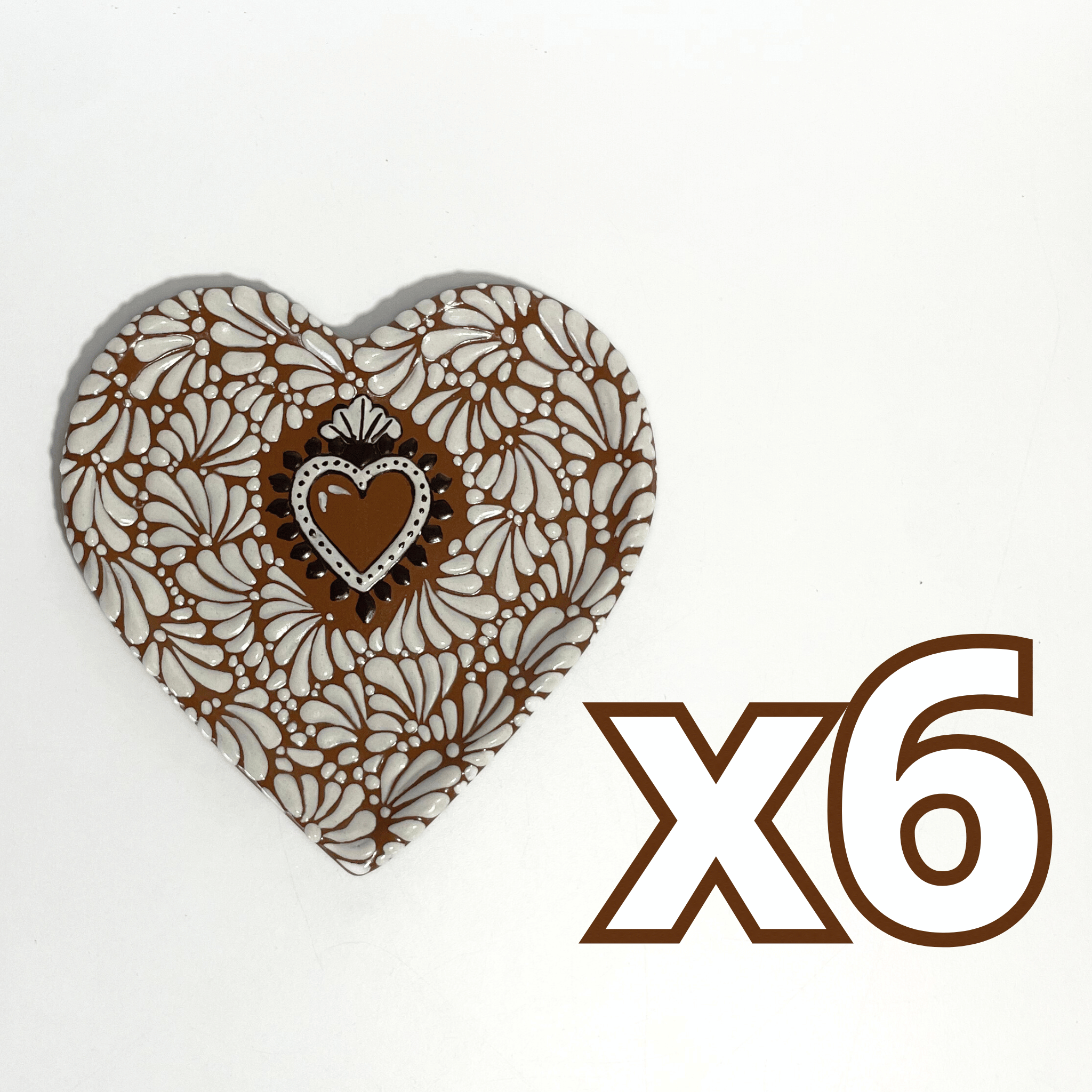 PLATO DE CORAZON 16 CM FONDO CAFE MIK BLANCO SAGRADO COREAZON CAFE
