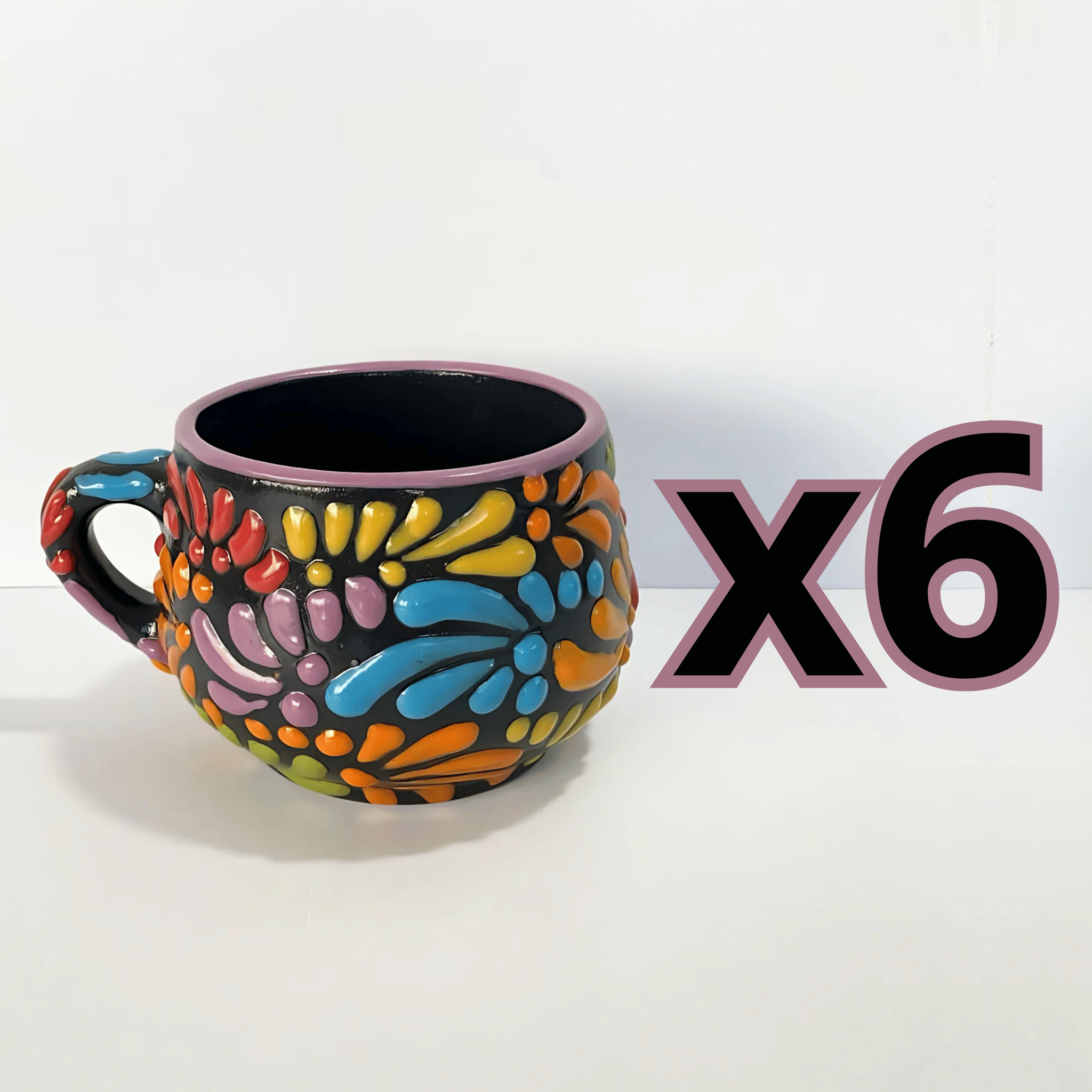 TAZA CHOCOLATERA MEDIANA MULTICOLORES MIK FONDO NEGRO