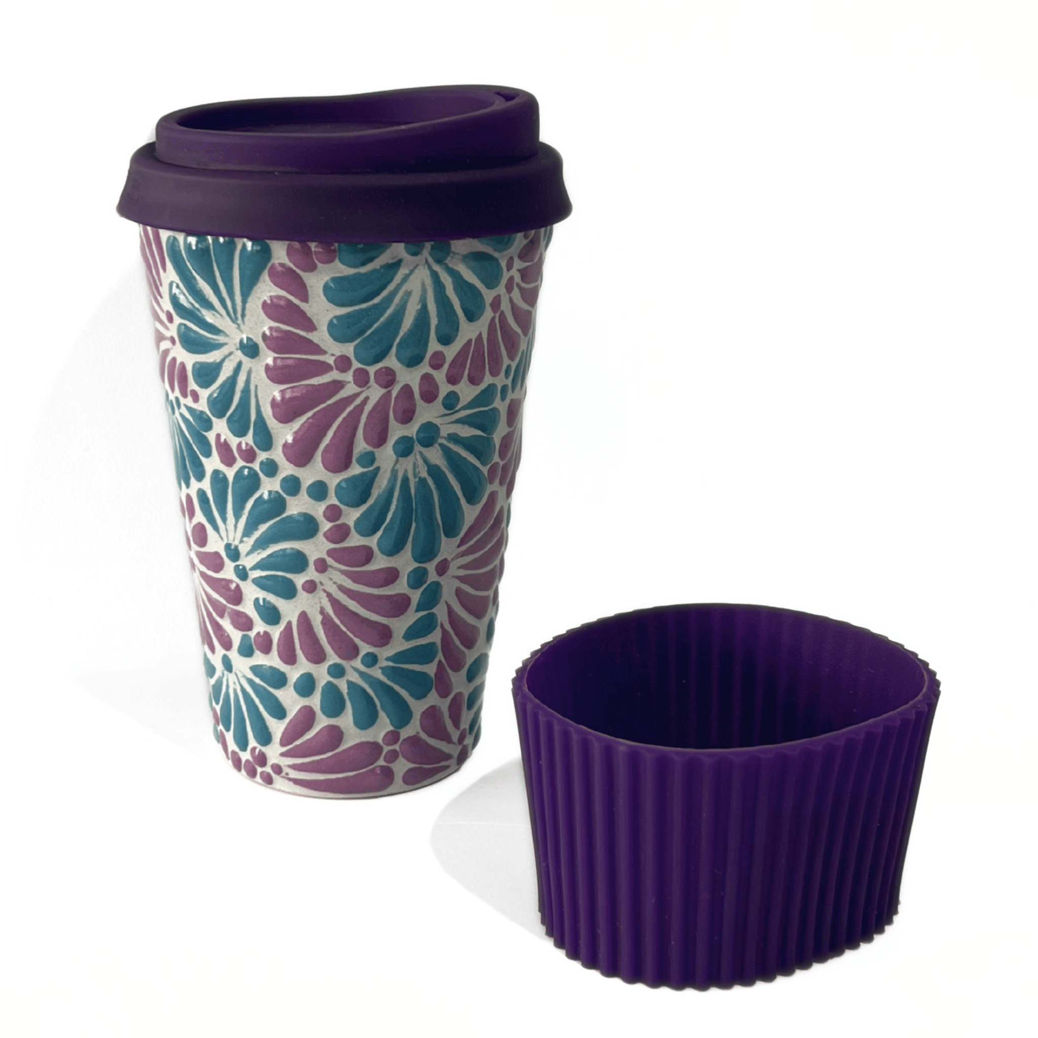 TERMO 15 CM SIN ASA FONDO TRADICIONAL MIK COMBINACION MORADO Y VERDE TURQUESA